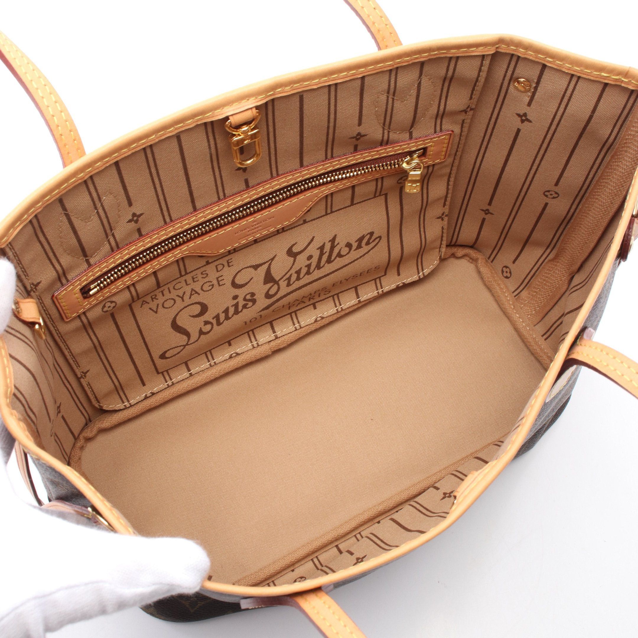 Louis Vuitton Neverfull Pm Monogram Handbag Tote Bag Leather Brown