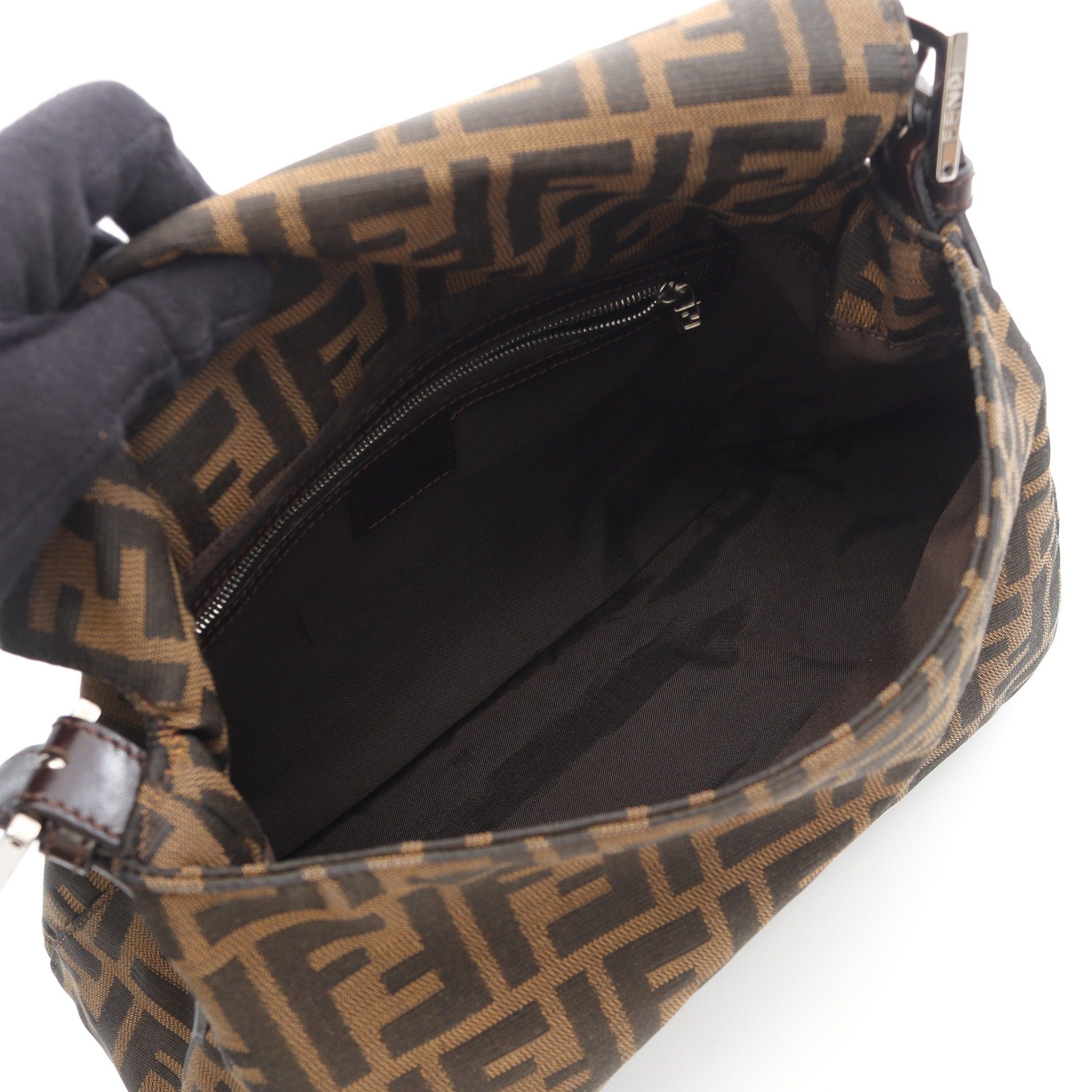Fendi Fendi Mamma Bucket One Shoulder Bag Canvas Leather Brown Dark Size ONE SIZE - 3 Thumbnail