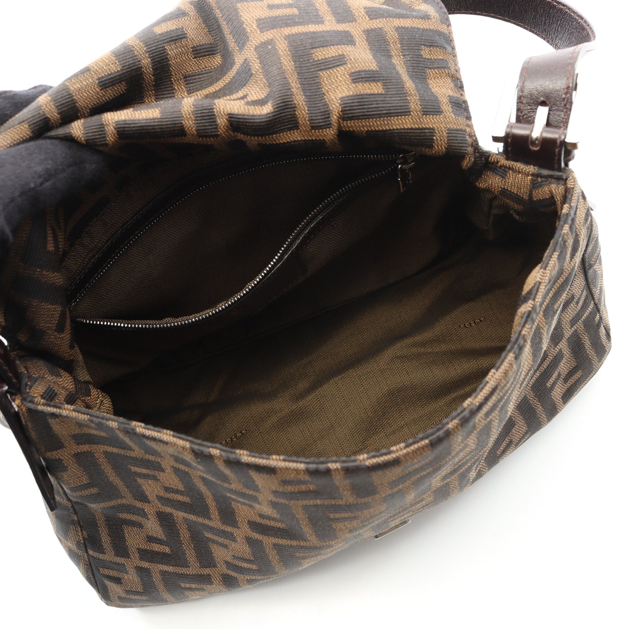 Fendi Fendi Mamma Bucket One Shoulder Bag Canvas Leather Brown Dark Size ONE SIZE - 3 Thumbnail