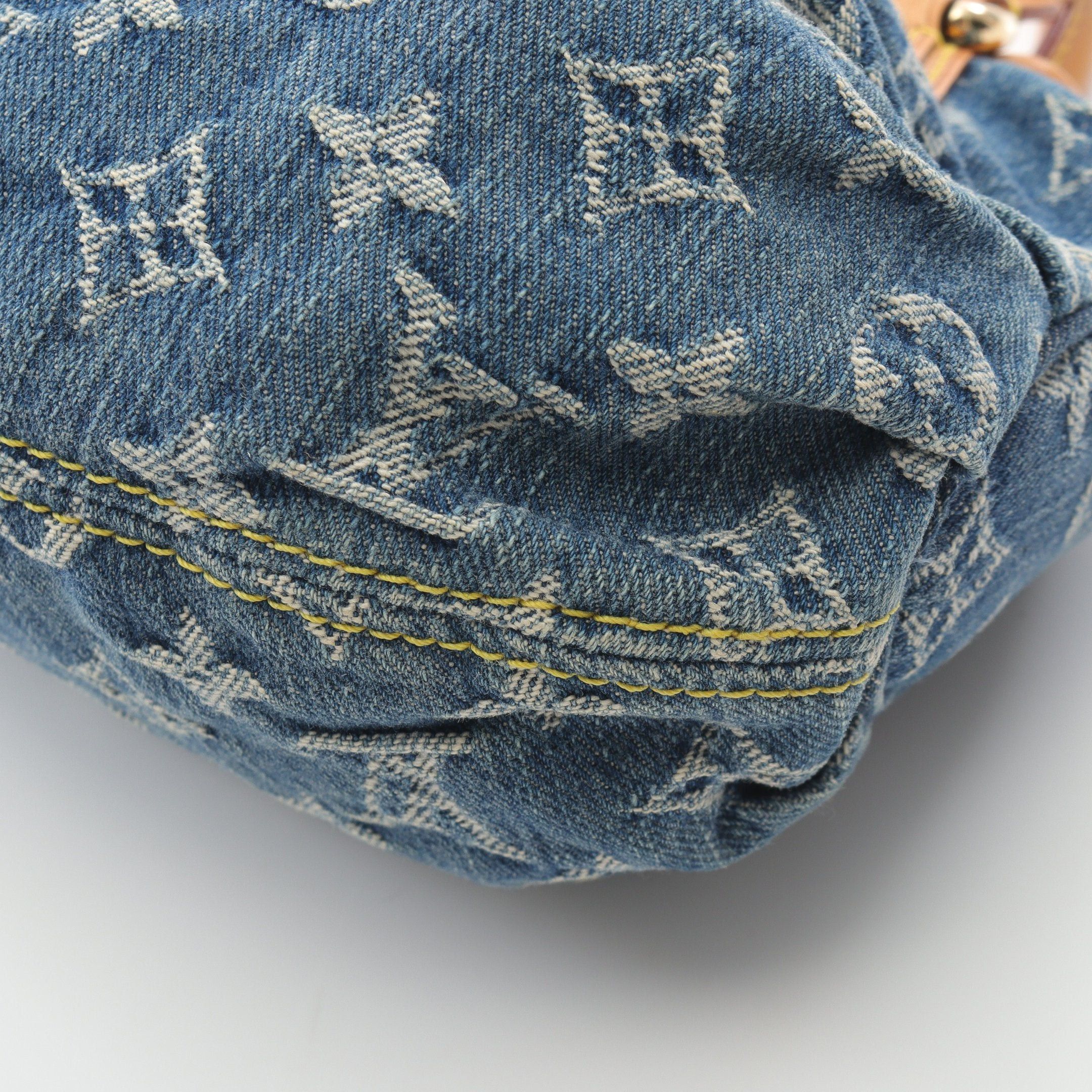 Louis Vuitton Louis Vuitton Preeti Monogram Denim Handbag Leather Blue Size ONE SIZE - 8 Thumbnail