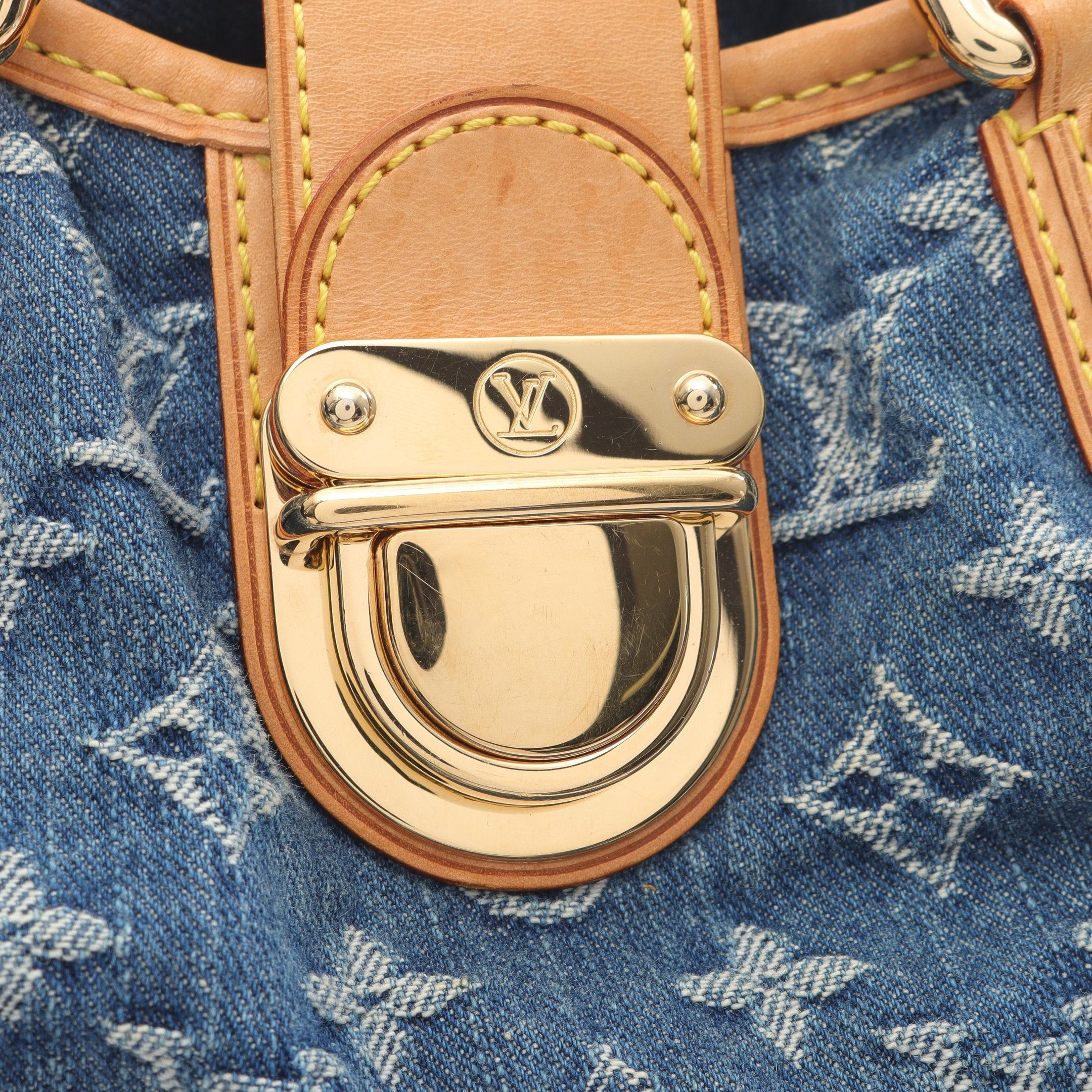 Louis Vuitton Louis Vuitton Preeti Monogram Denim Handbag Leather Blue Size ONE SIZE - 9 Thumbnail