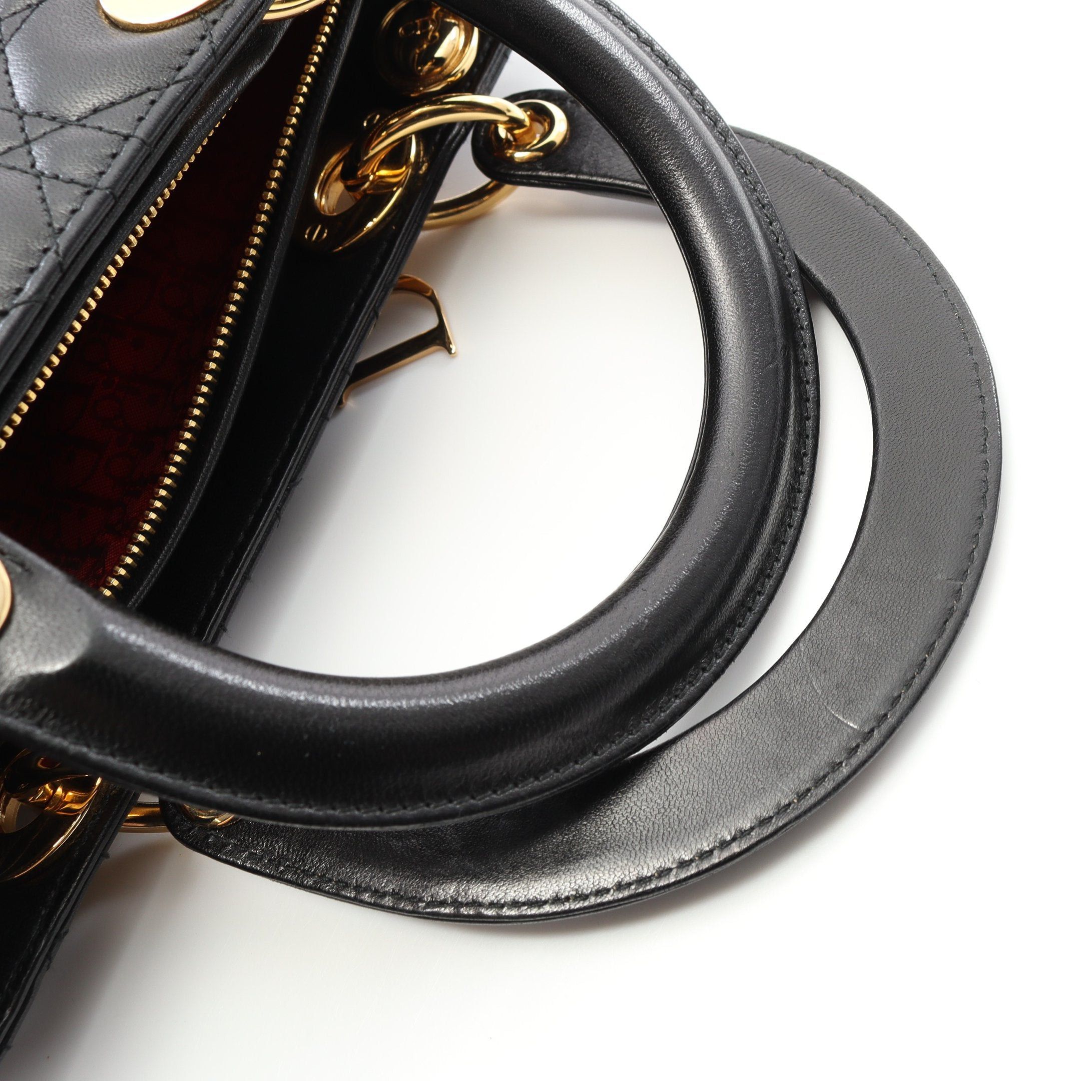 Dior Dior Lady Dior Handbag Leather Black Size ONE SIZE - 5 Thumbnail
