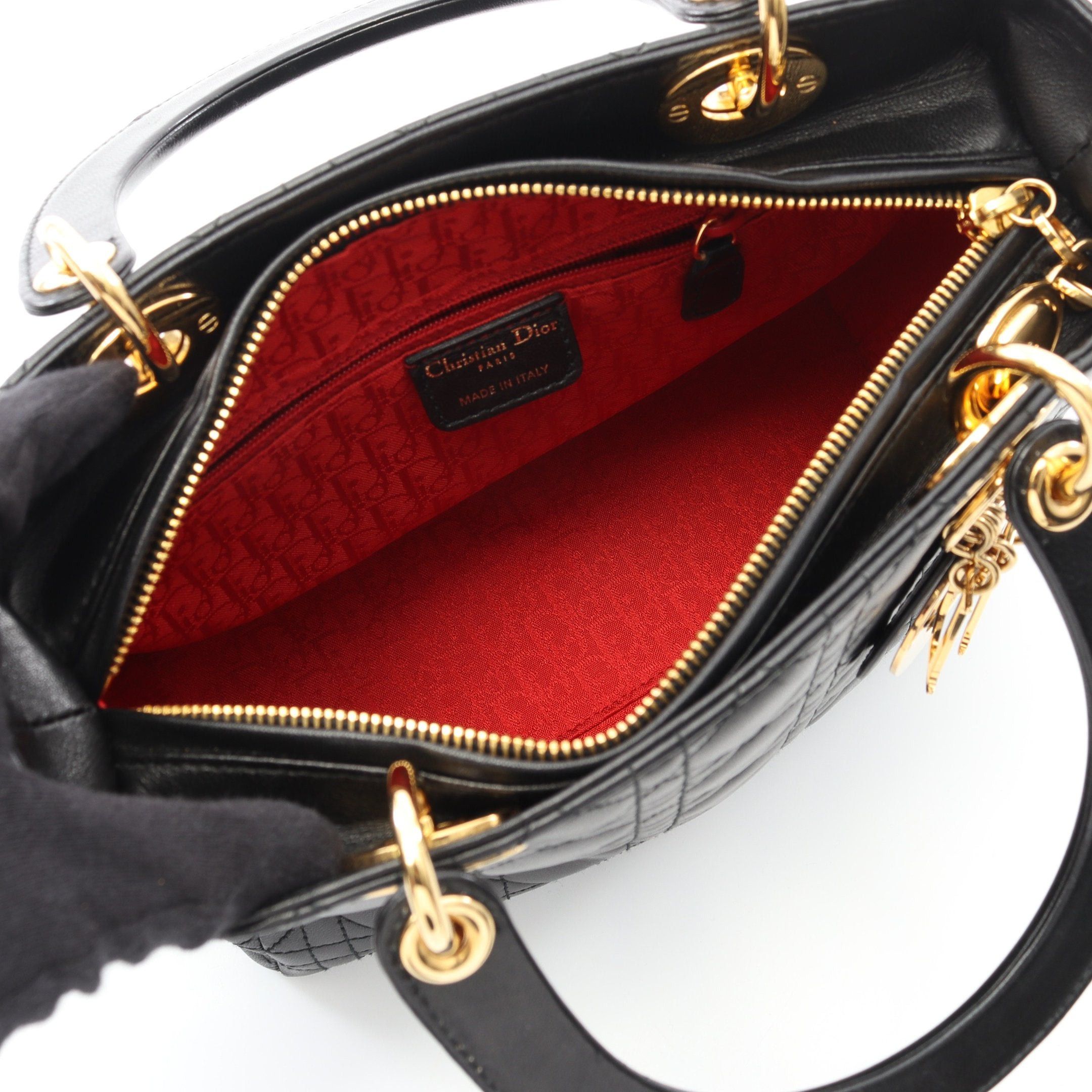 Dior Dior Lady Dior Handbag Leather Black Size ONE SIZE - 3 Thumbnail