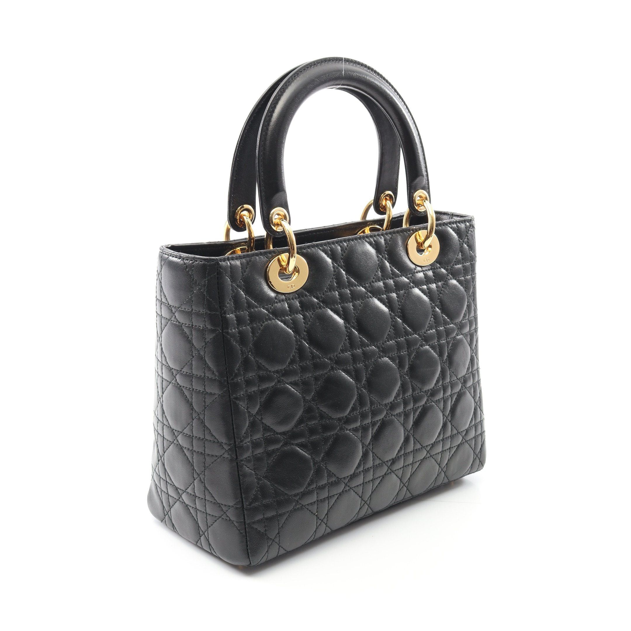 Dior Dior Lady Dior Handbag Leather Black Size ONE SIZE - 2 Thumbnail