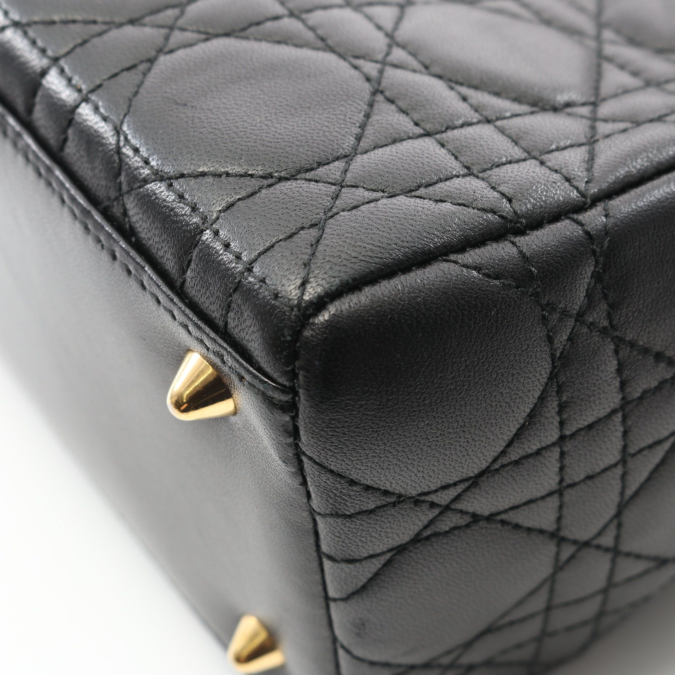 Dior Dior Lady Dior Handbag Leather Black Size ONE SIZE - 6 Thumbnail