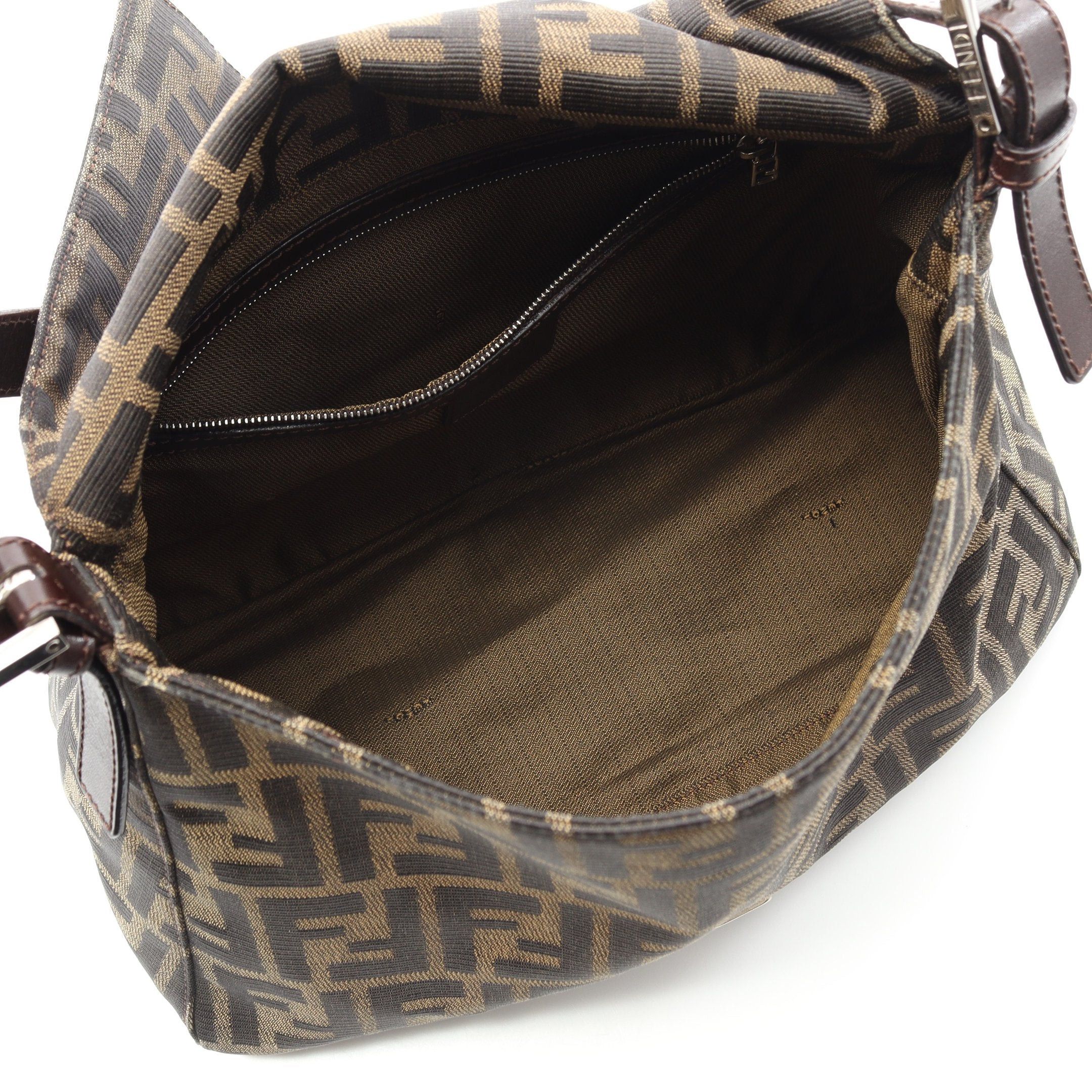 Fendi Fendi Mamma Bucket One Shoulder Bag Canvas Leather Brown Dark Size ONE SIZE - 3 Thumbnail