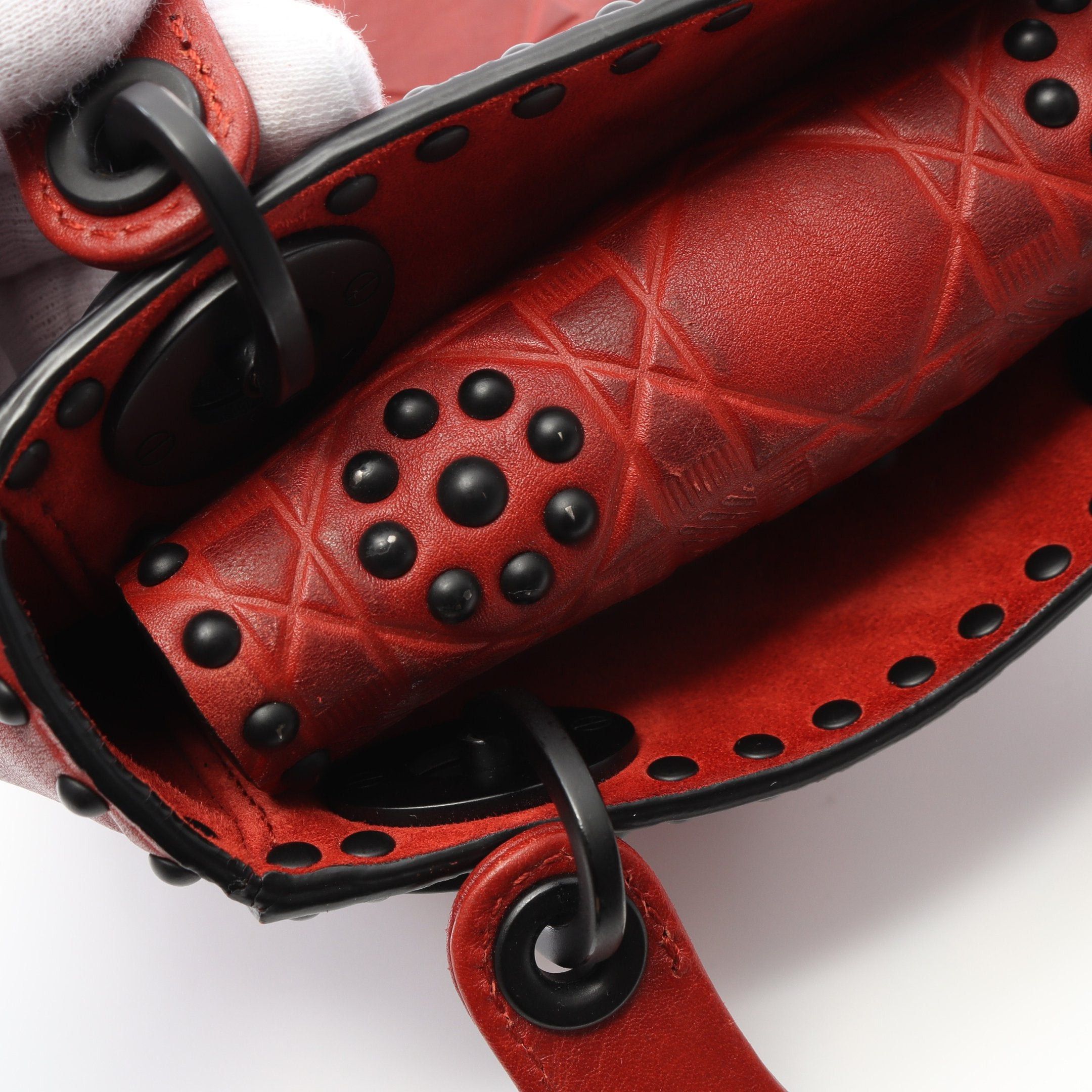 Dior Dior Lady Dior Mini Handbag Leather Red Size ONE SIZE - 10 Thumbnail