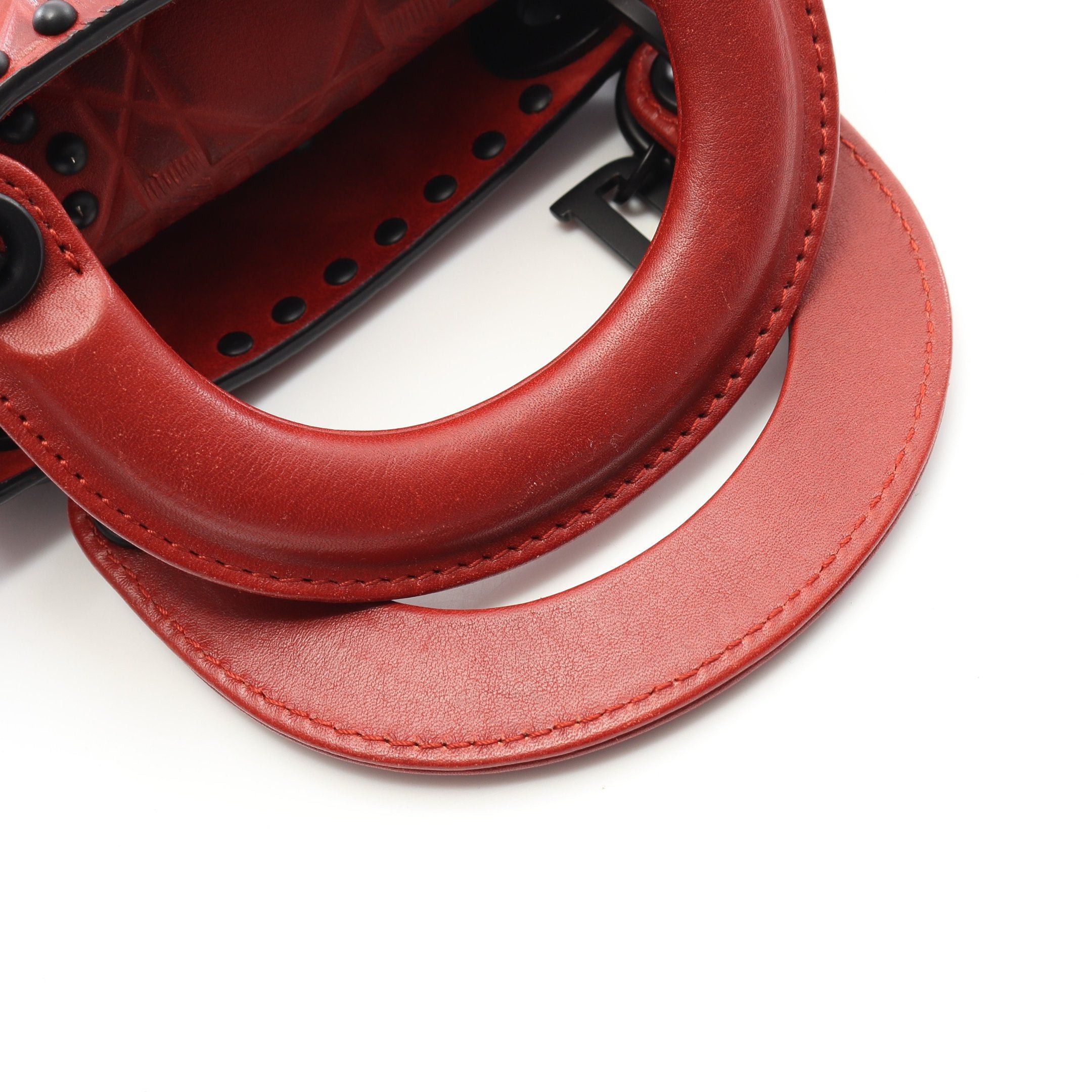 Dior Dior Lady Dior Mini Handbag Leather Red Size ONE SIZE - 9 Thumbnail