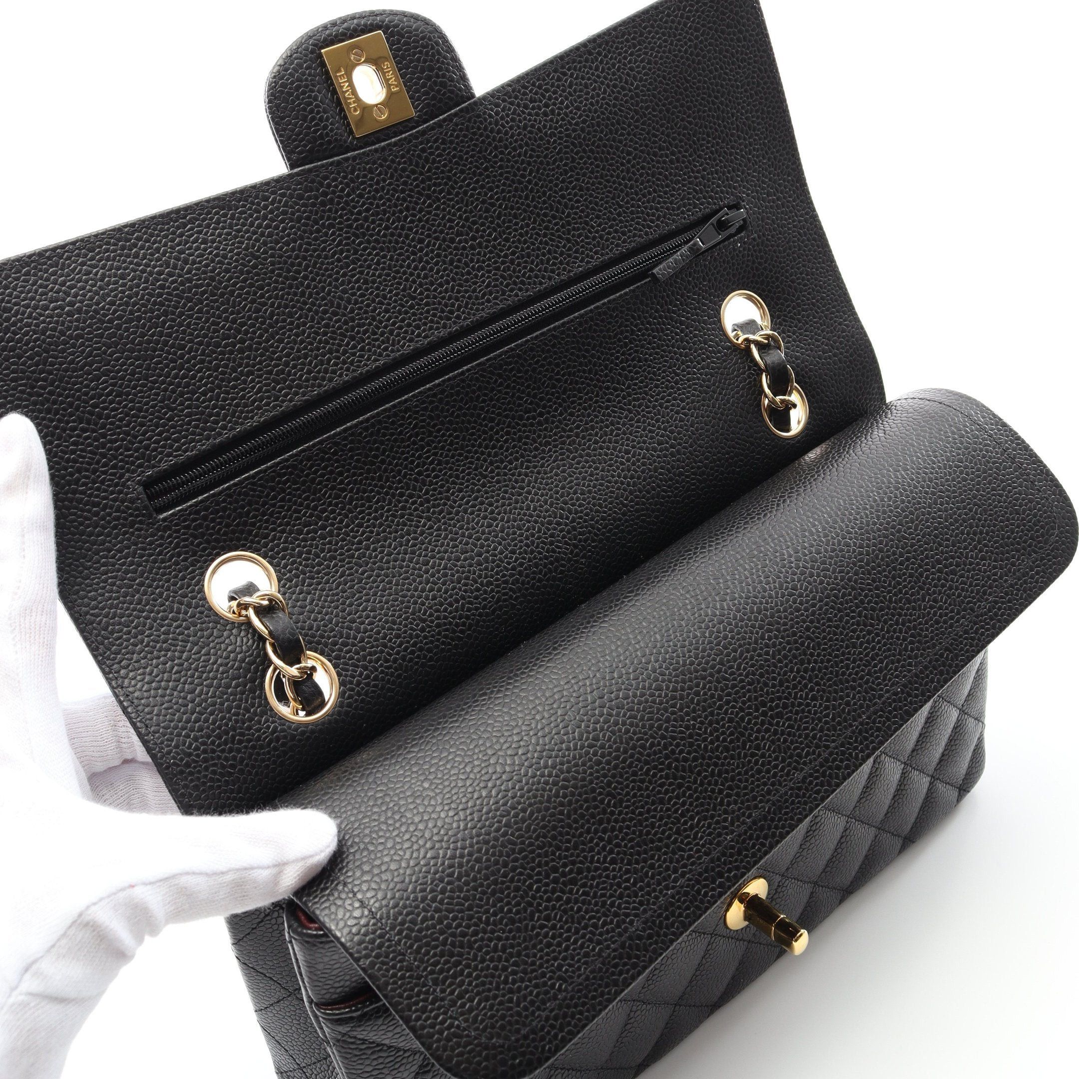 Chanel Chanel Matelasse Double Flap Chain Shoulder Bag Caviar Skin Black Gold Hardware Size ONE SIZE - 6 Thumbnail
