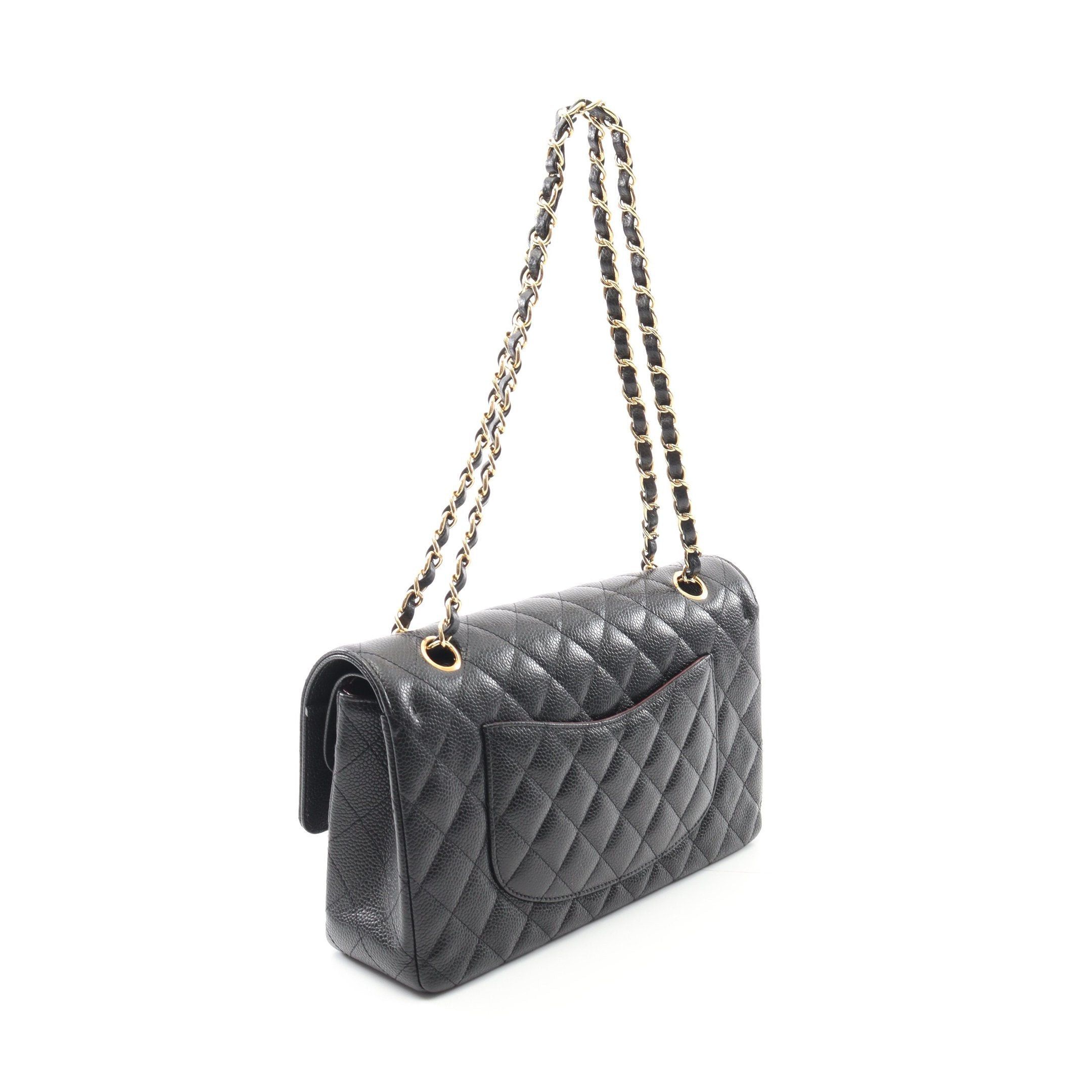 Chanel Chanel Matelasse Double Flap Chain Shoulder Bag Caviar Skin Black Gold Hardware Size ONE SIZE - 2 Thumbnail