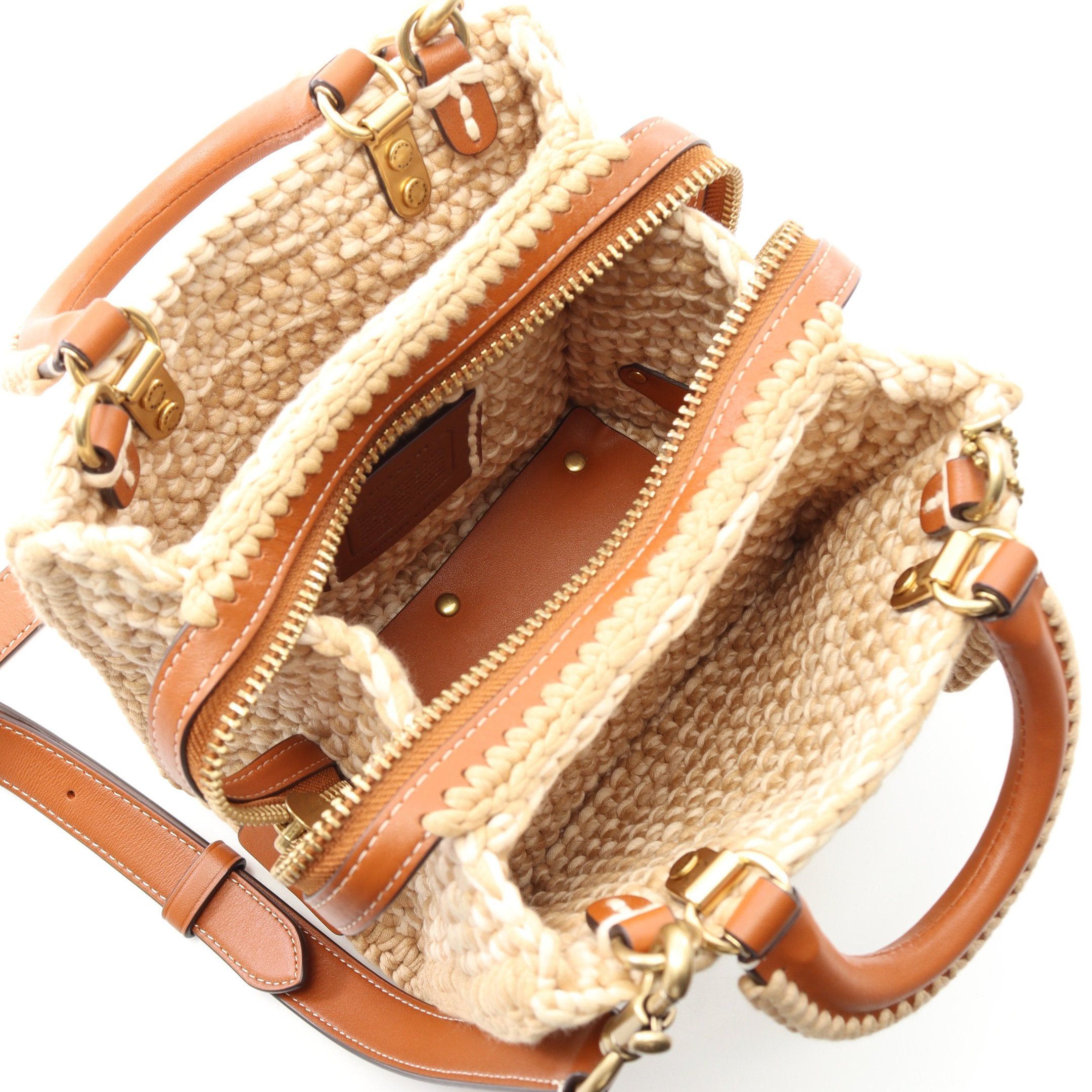 Coach Coach Rogue 20 Handbag Fabric Leather Beige Brown Size ONE SIZE - 3 Thumbnail