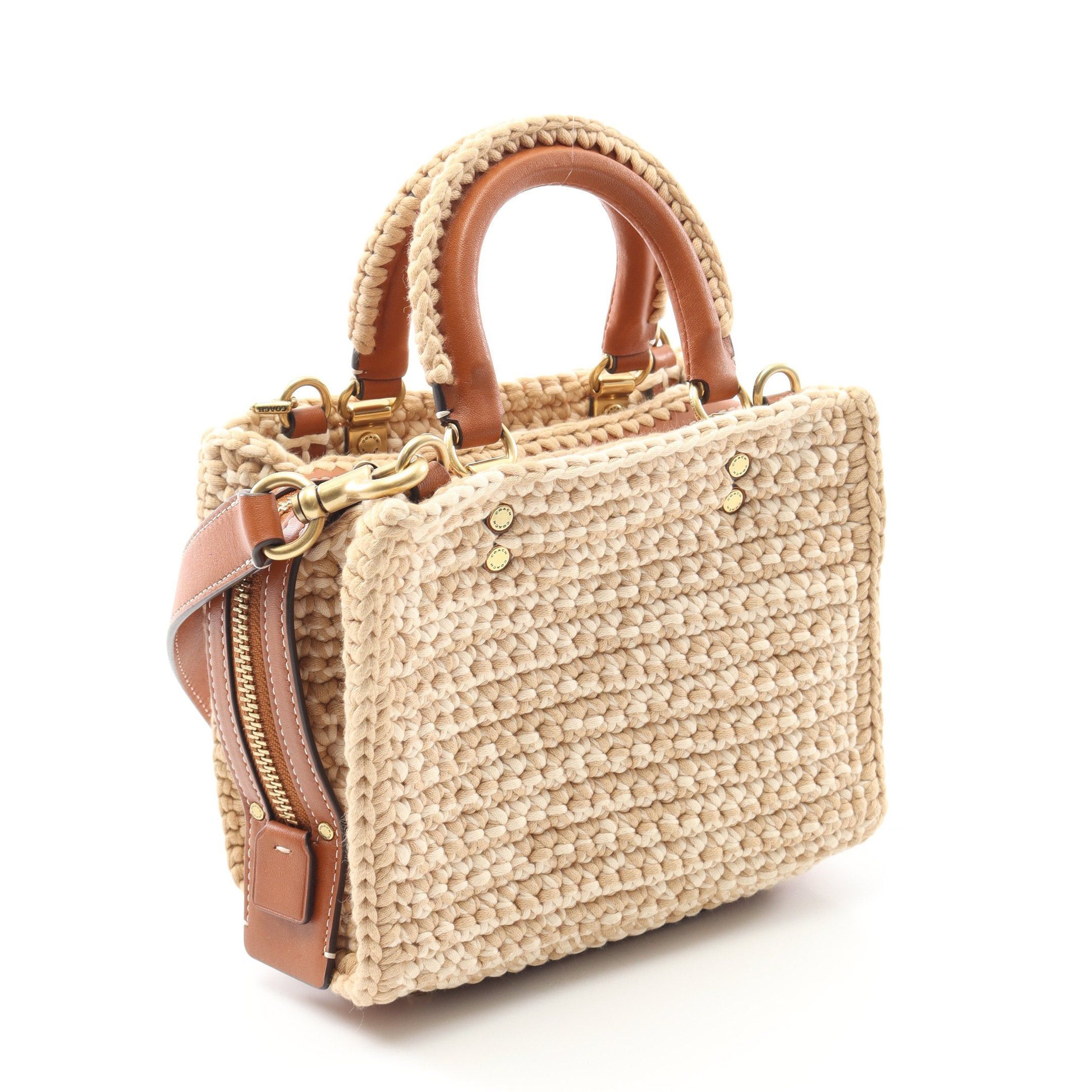 Coach Coach Rogue 20 Handbag Fabric Leather Beige Brown Size ONE SIZE - 2 Thumbnail