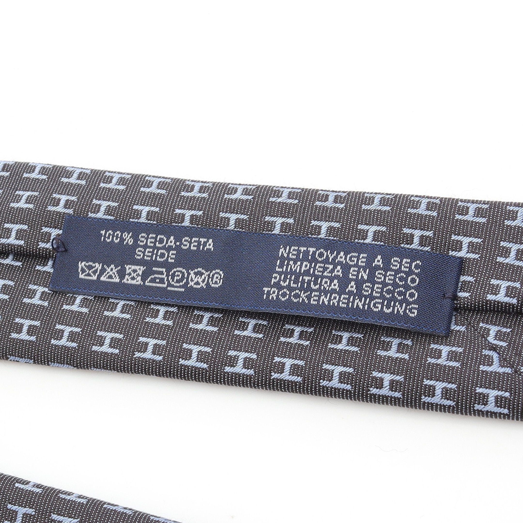 Hermes Hermes H Pattern Tie Silk Dark Gray Size ONE SIZE - 5 Thumbnail