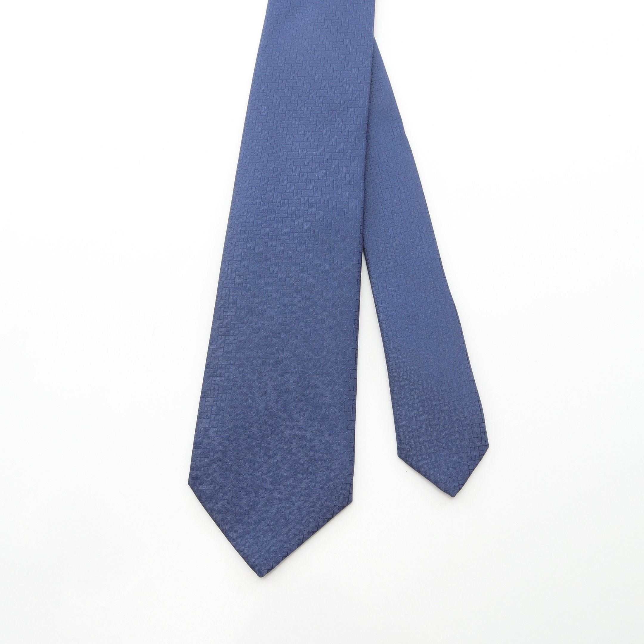 Hermes Hermes H Pattern Tie Silk Dark Blue Size ONE SIZE - 2 Thumbnail