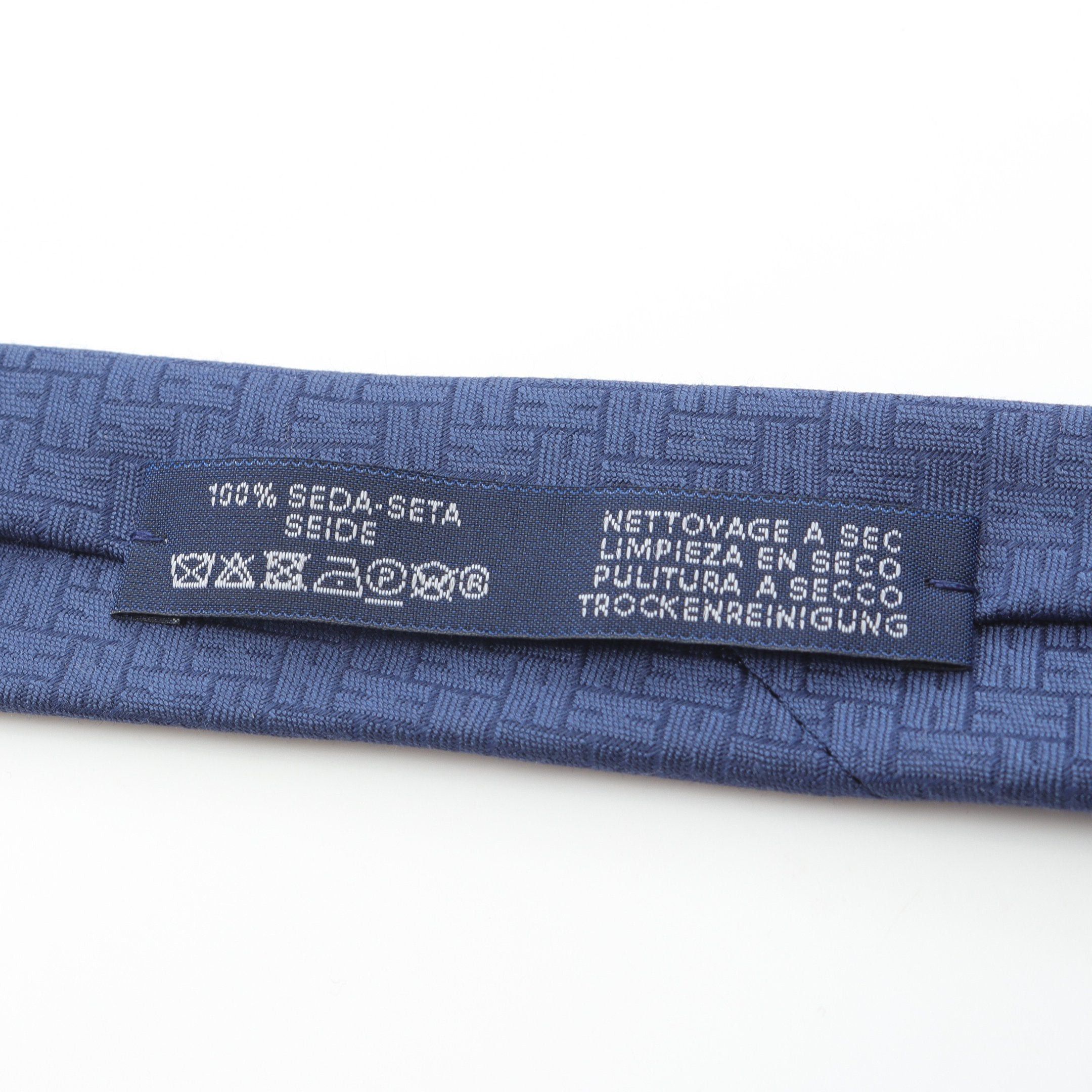 Hermes Hermes H Pattern Tie Silk Dark Blue Size ONE SIZE - 5 Thumbnail