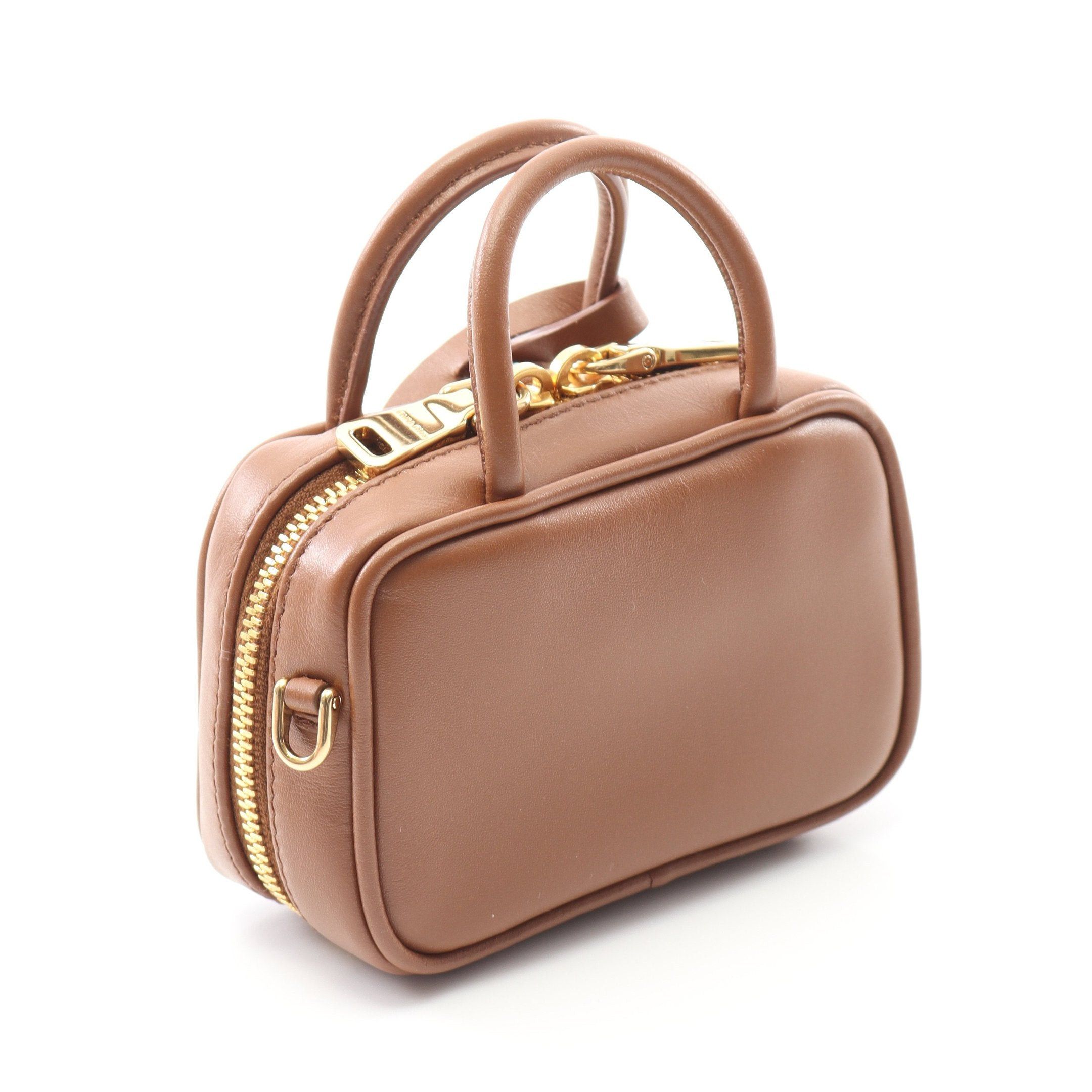 Miu Miu Miu Miu Bow Micro Bag Handbag Leather Brown Size ONE SIZE - 2 Thumbnail