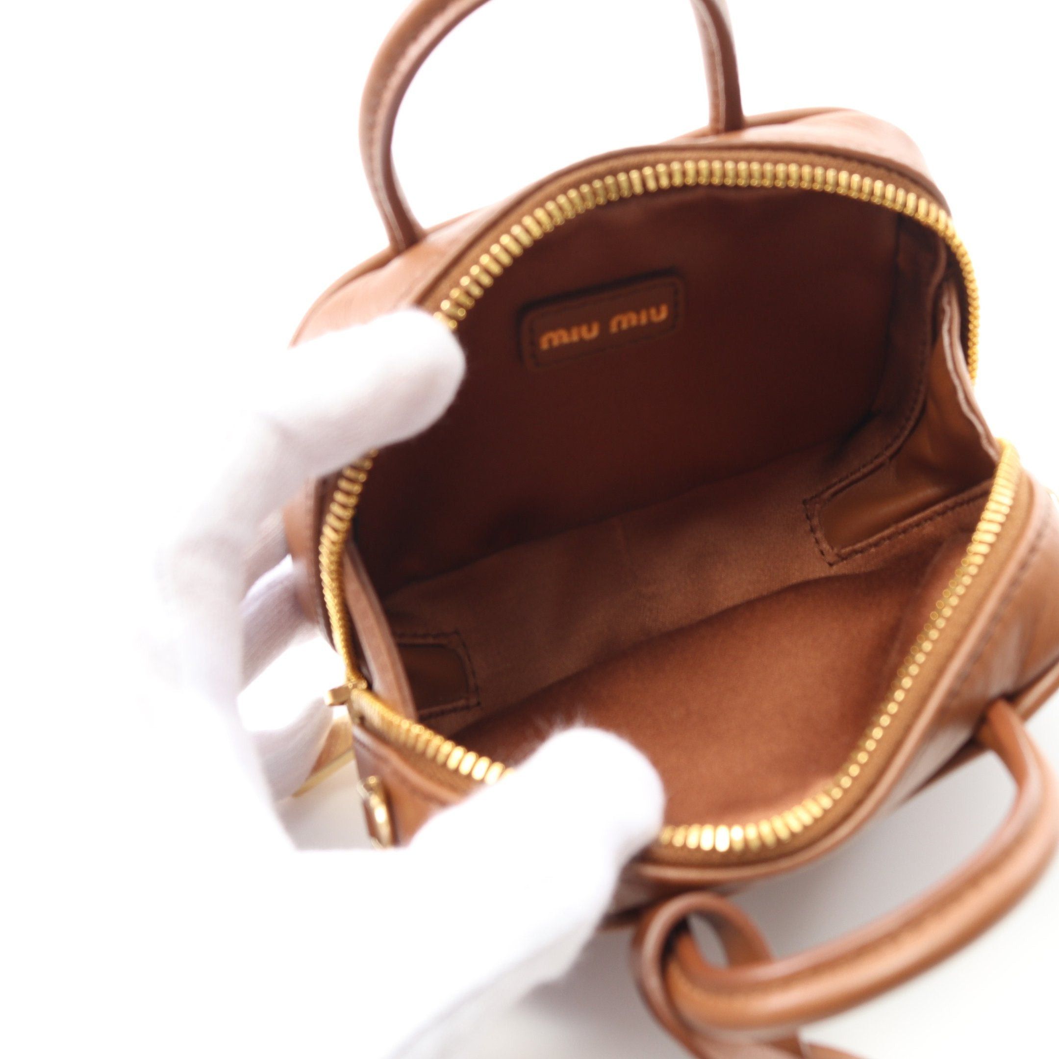 Miu Miu Miu Miu Bow Micro Bag Handbag Leather Brown Size ONE SIZE - 3 Thumbnail