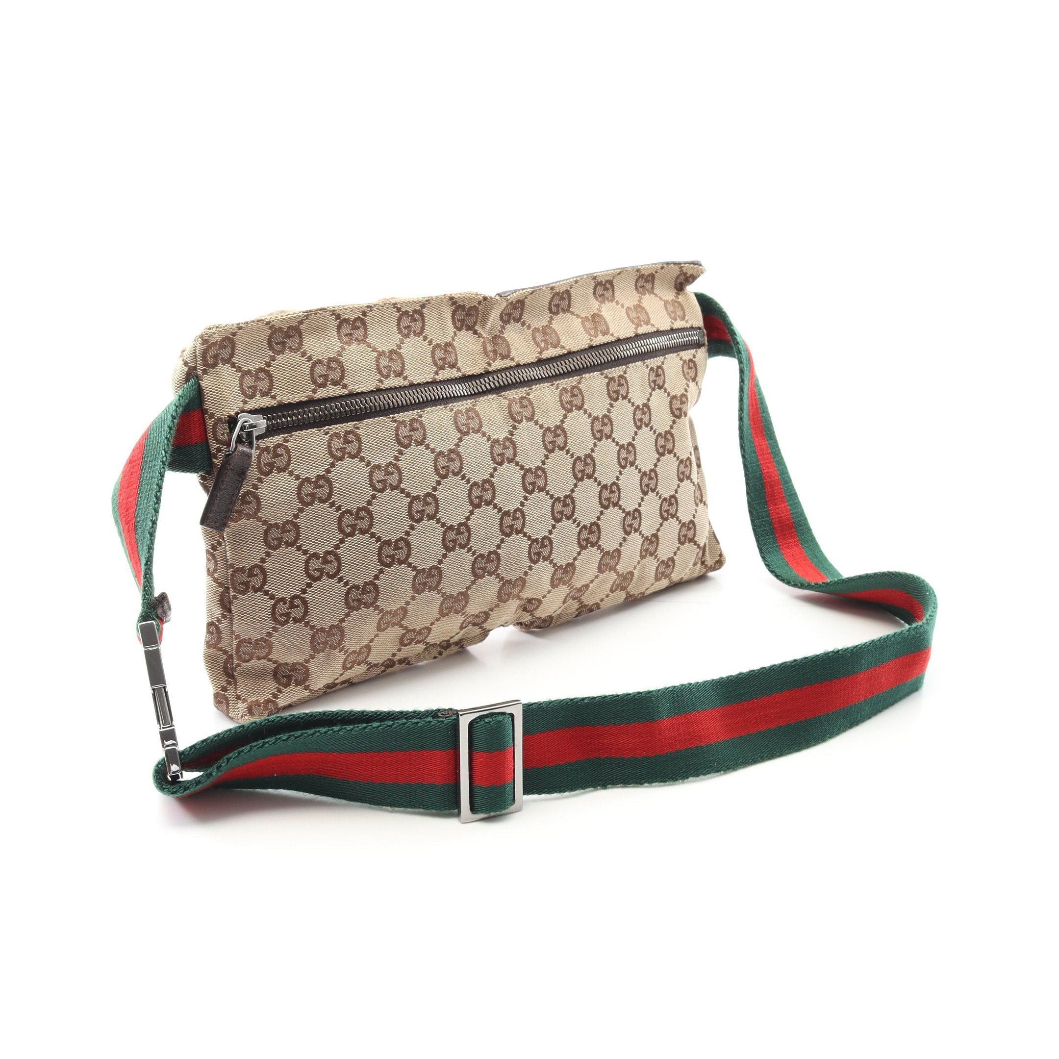 Gucci Gucci Gg Canvas Body Bag Waist Leather Beige Dark Brown Size ONE SIZE - 2 Thumbnail