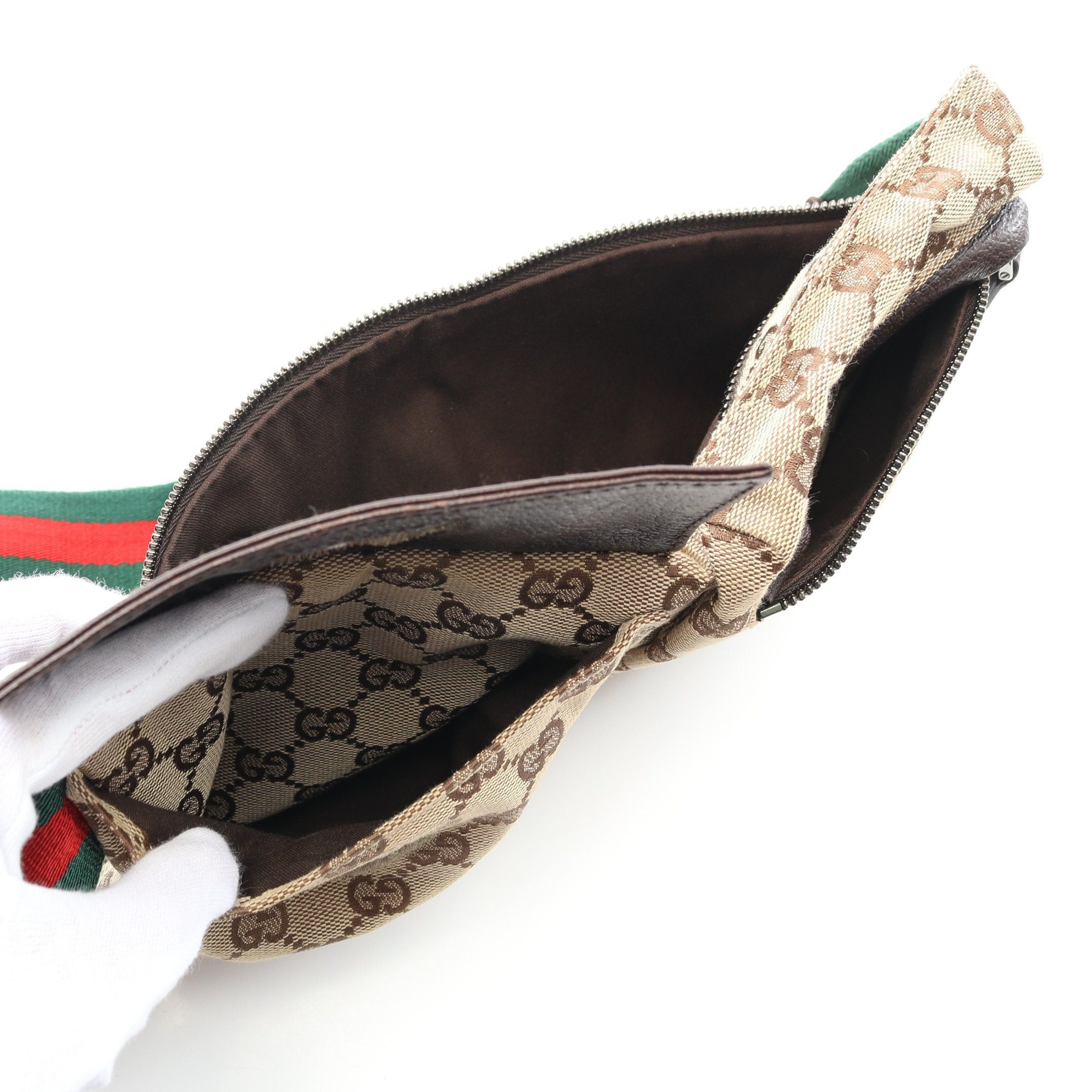 Gucci Gucci Gg Canvas Body Bag Waist Leather Beige Dark Brown Size ONE SIZE - 3 Thumbnail