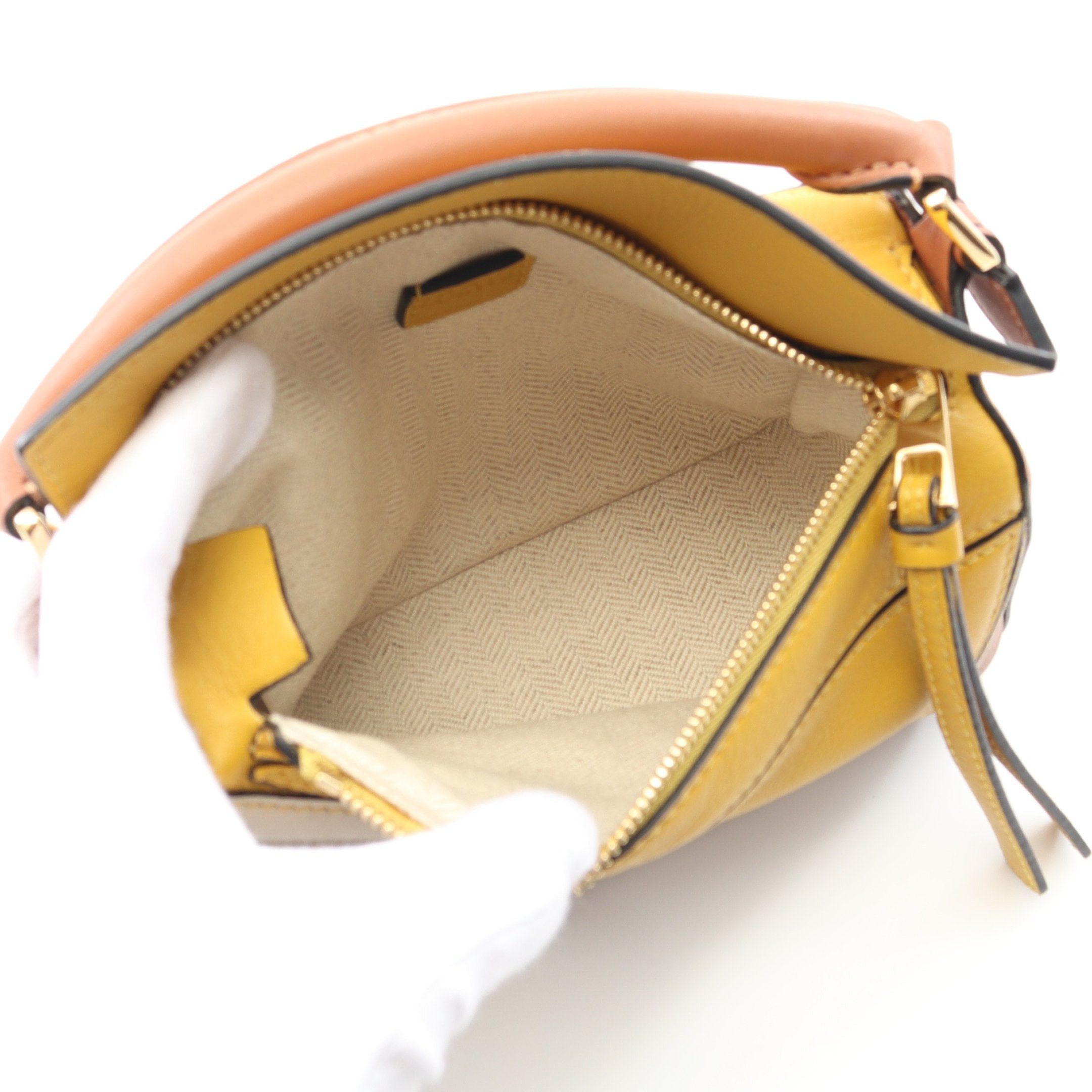 Loewe Loewe Puzzle Bag Mini Handbag Leather Brown Yellow Size ONE SIZE - 3 Thumbnail