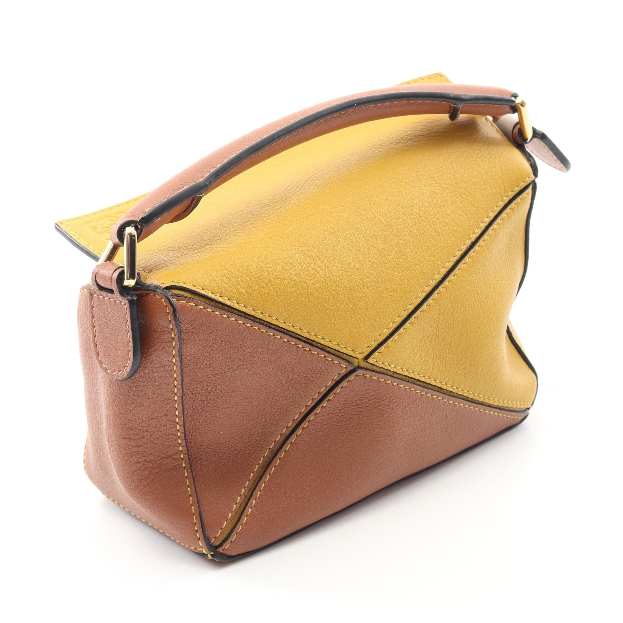 Loewe Loewe Puzzle Bag Mini Handbag Leather Brown Yellow Size ONE SIZE - 2 Thumbnail