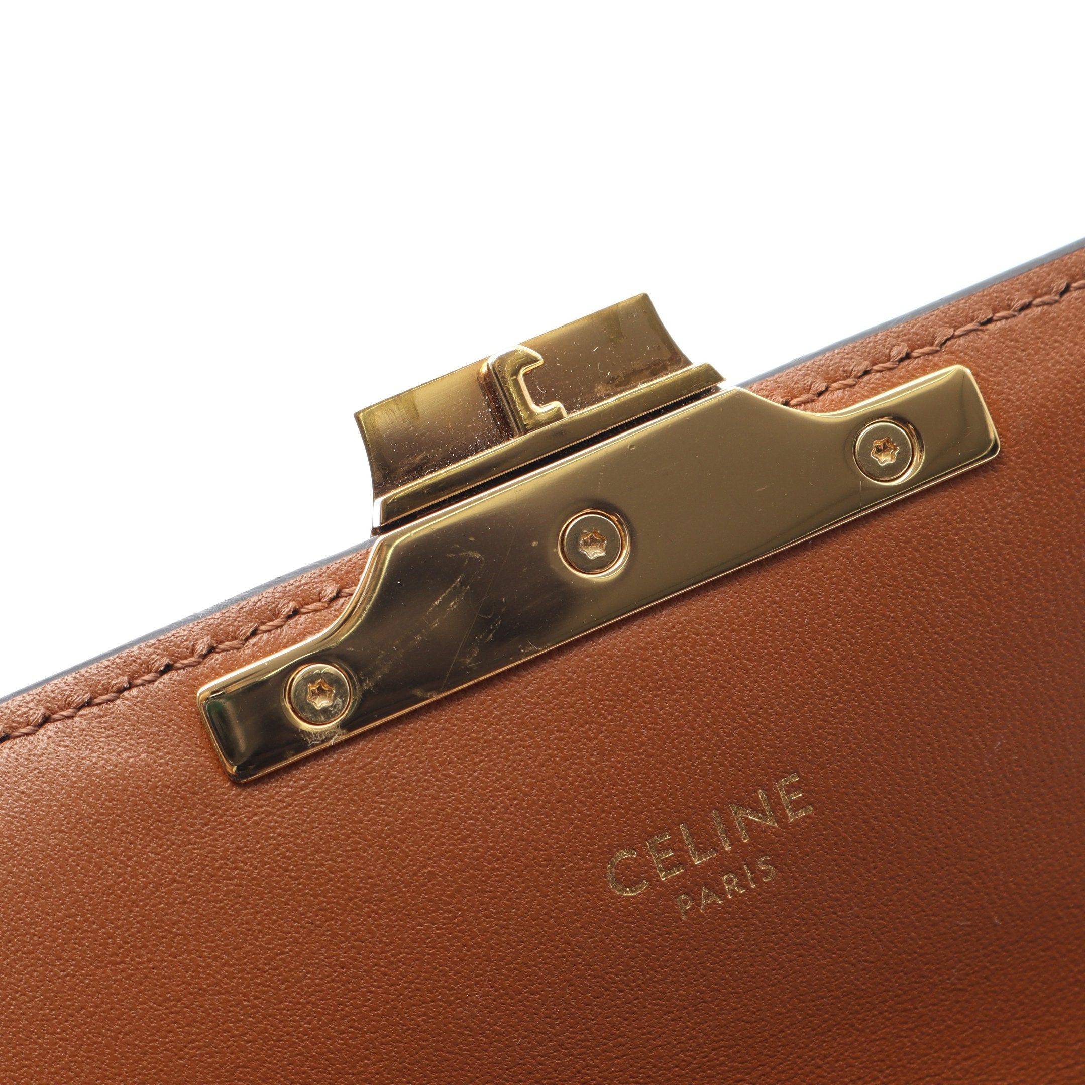 Celine Celine Claude Triomphe One Shoulder Bag Leather Black Brown Size ONE SIZE - 5 Thumbnail