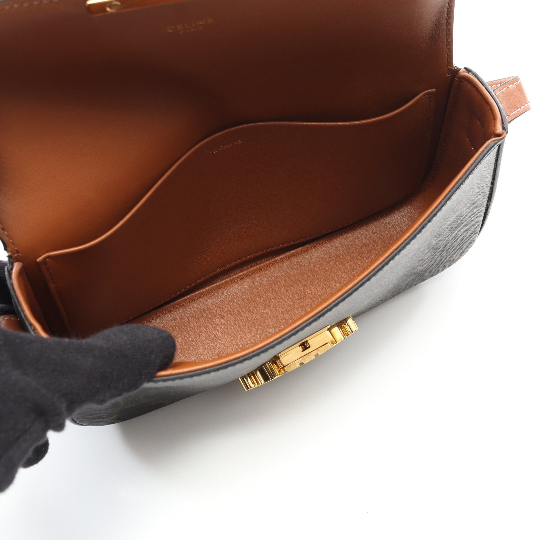 Celine Celine Claude Triomphe One Shoulder Bag Leather Black Brown Size ONE SIZE - 3 Thumbnail