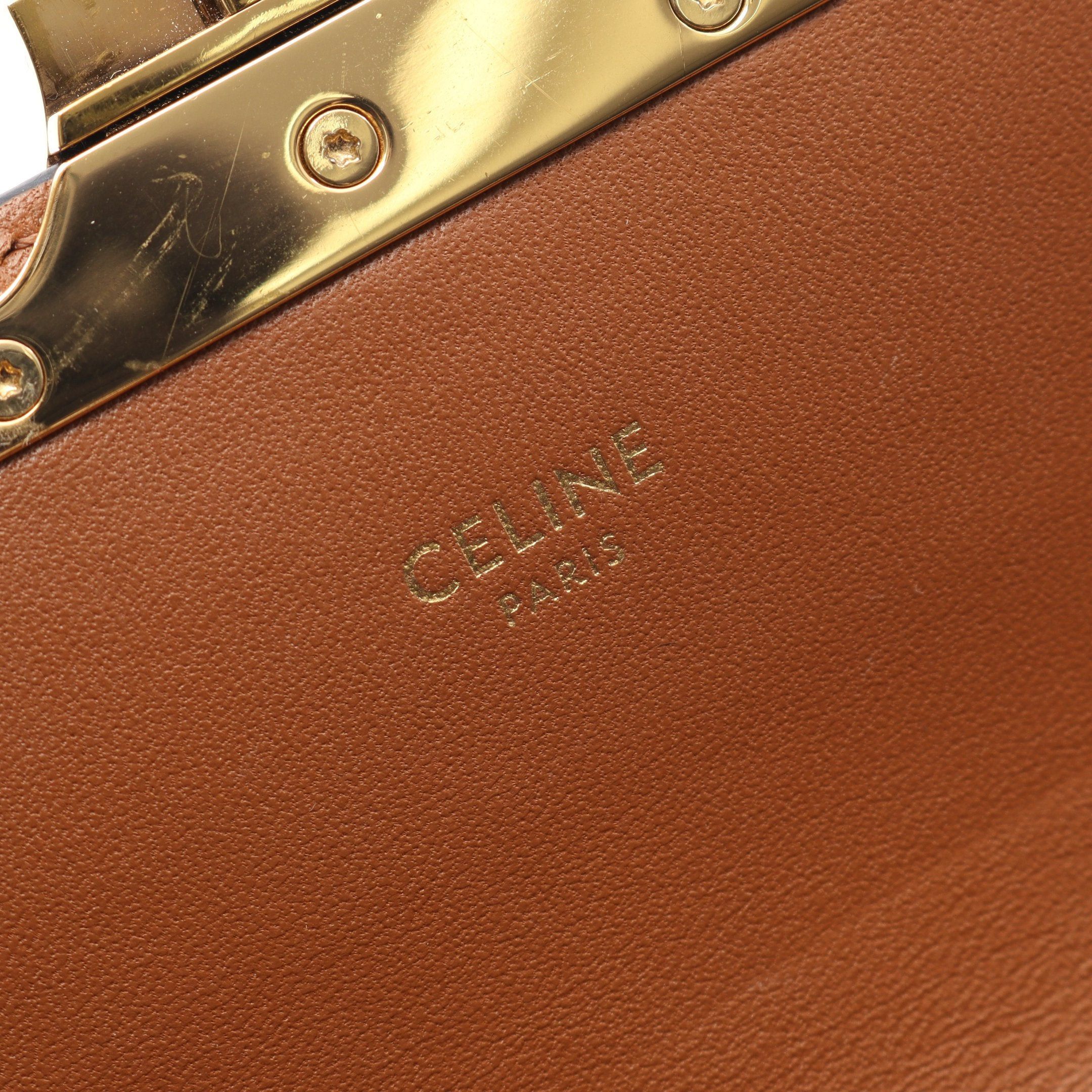 Celine Celine Claude Triomphe One Shoulder Bag Leather Black Brown Size ONE SIZE - 4 Thumbnail