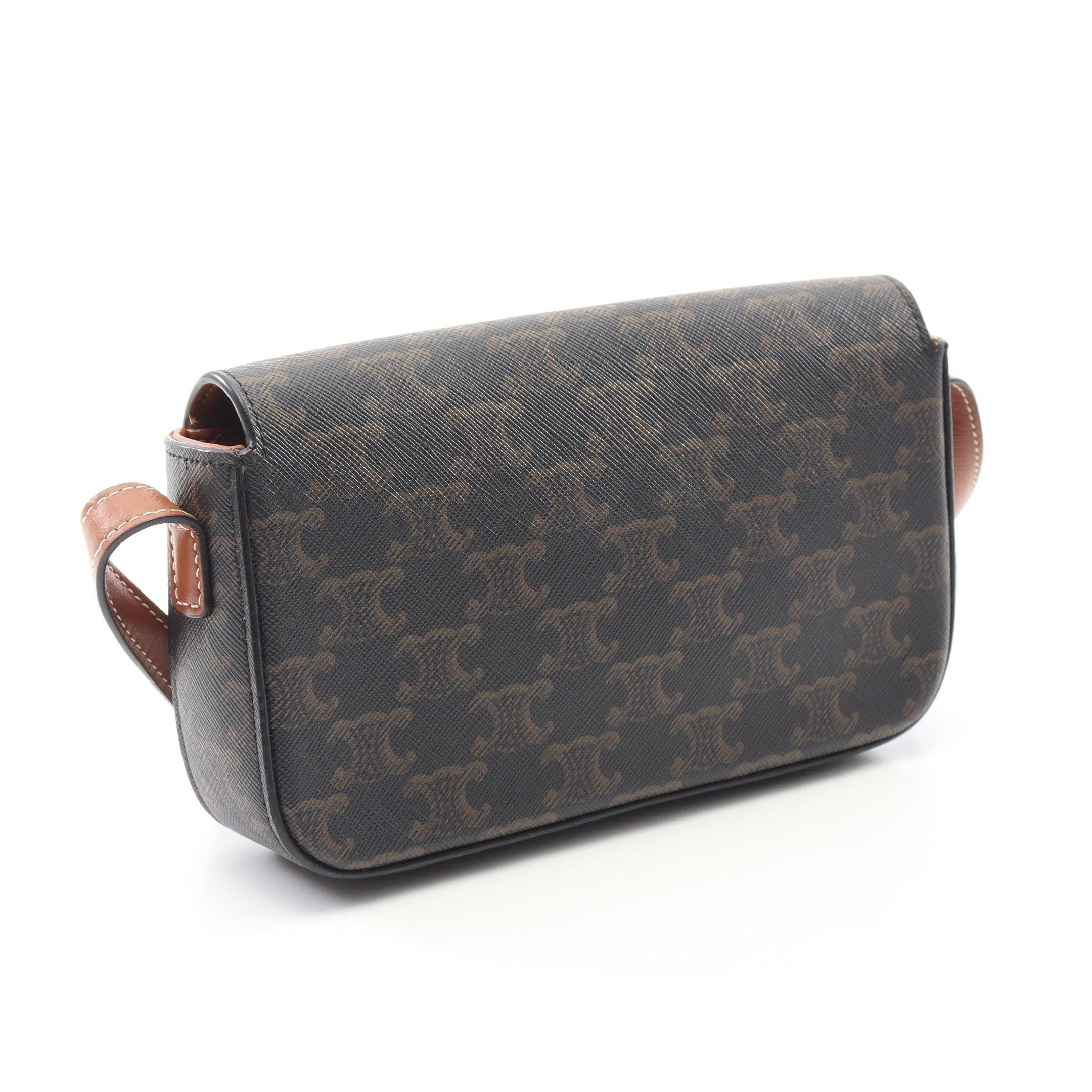 Celine Celine Claude Triomphe One Shoulder Bag Leather Black Brown Size ONE SIZE - 2 Thumbnail