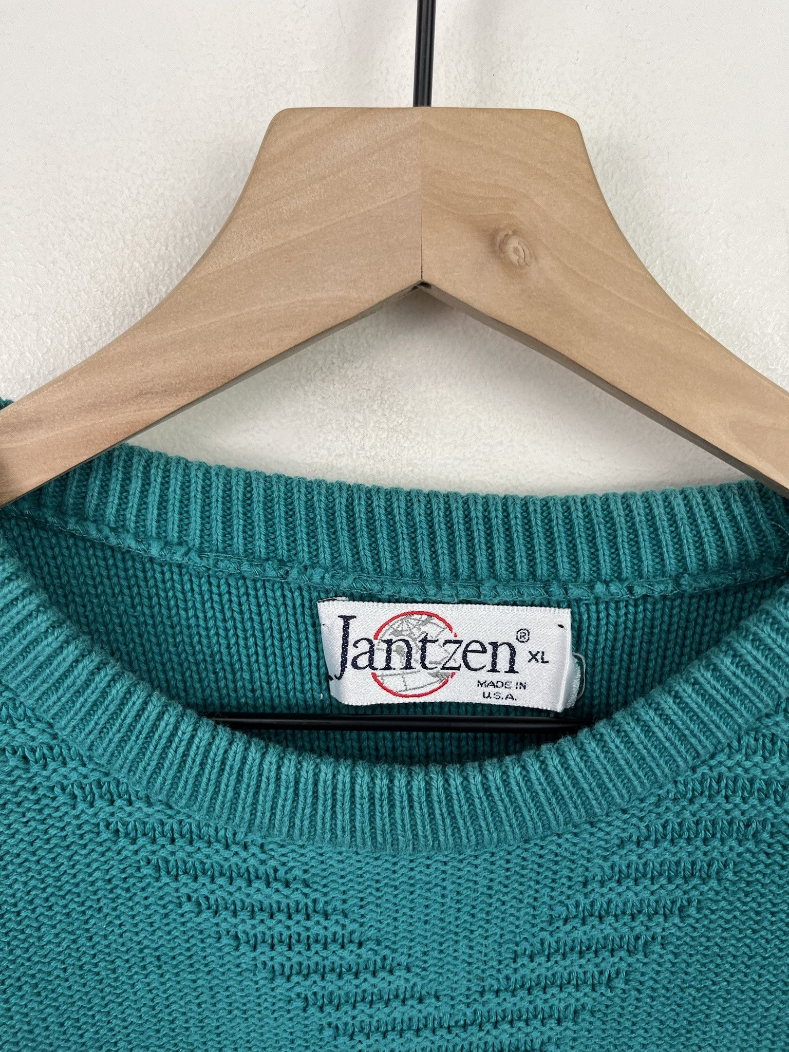 Vintage Vintage 9s0 Jantzen Cableknit Teal Pattern Knit Swaeter Size XL Size US XL / EU 56 / 4 - 3 Thumbnail