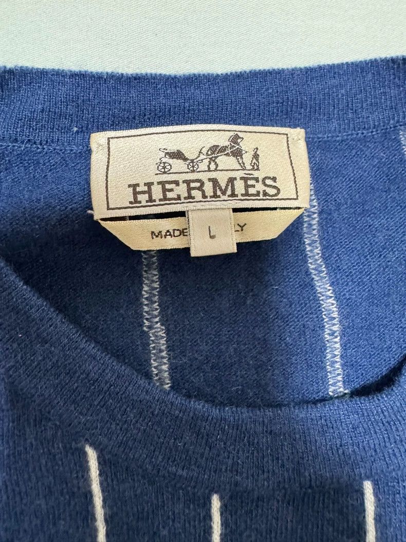 Hermes Hermes Cashmere Sweater in Blue Stripes Size US L / EU 52-54 / 3 - 7 Thumbnail