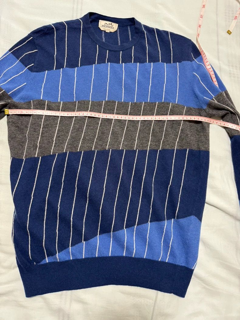 Hermes Hermes Cashmere Sweater in Blue Stripes Size US L / EU 52-54 / 3 - 4 Thumbnail