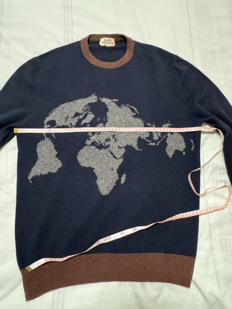 Hermes Hermes Cashmere Sweater with World Map Design Size US L / EU 52-54 / 3 - 4 Thumbnail