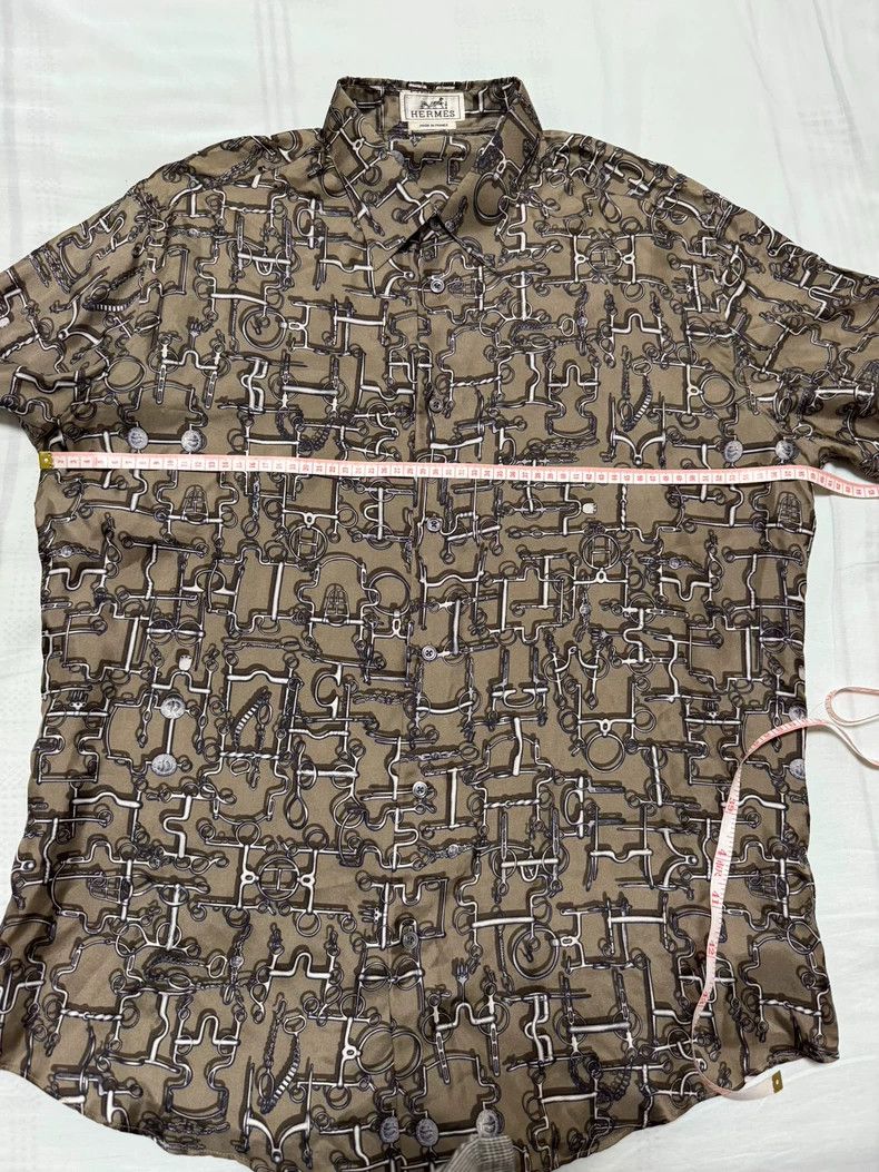 Hermes Hermes Short Sleeve Silk Shirt Size US L / EU 52-54 / 3 - 4 Thumbnail