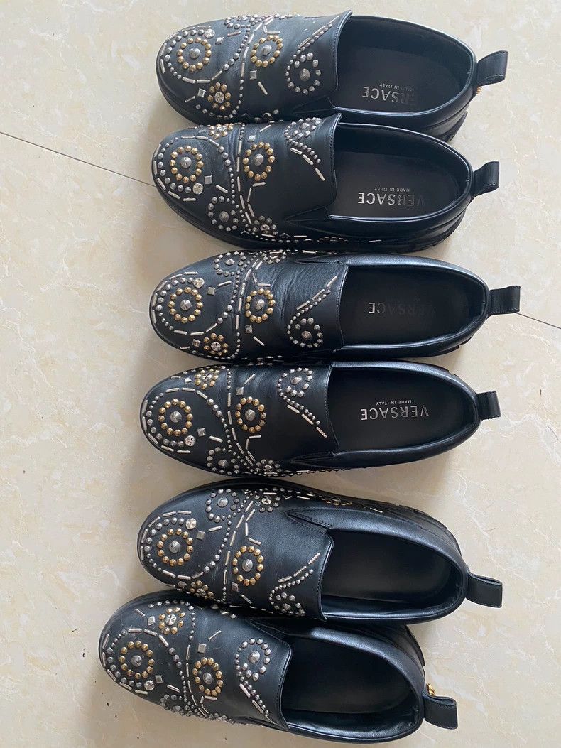 Versace Versace Black Leather Slip-On Shoes Size US 9 / EU 42 - 3 Thumbnail
