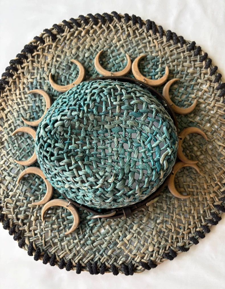 Yohji Yamamoto Unique Decorative Straw Hat with Wooden Accents Size ONE SIZE - 7 Thumbnail