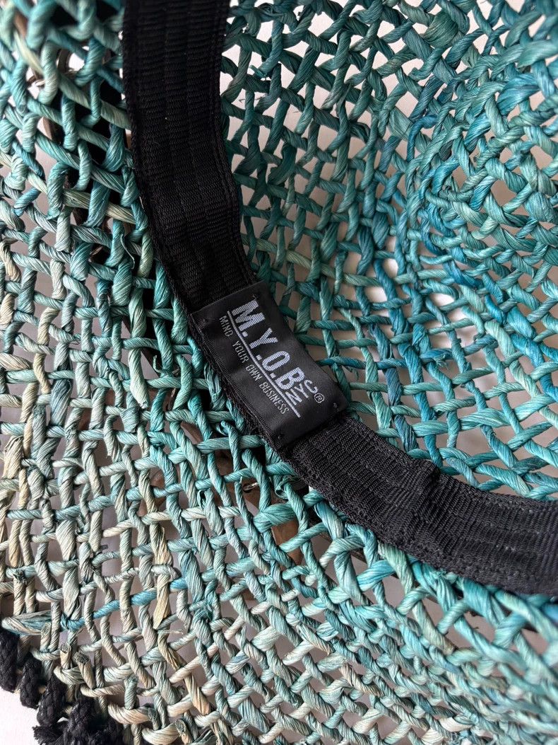 Yohji Yamamoto Unique Decorative Straw Hat with Wooden Accents Size ONE SIZE - 5 Thumbnail