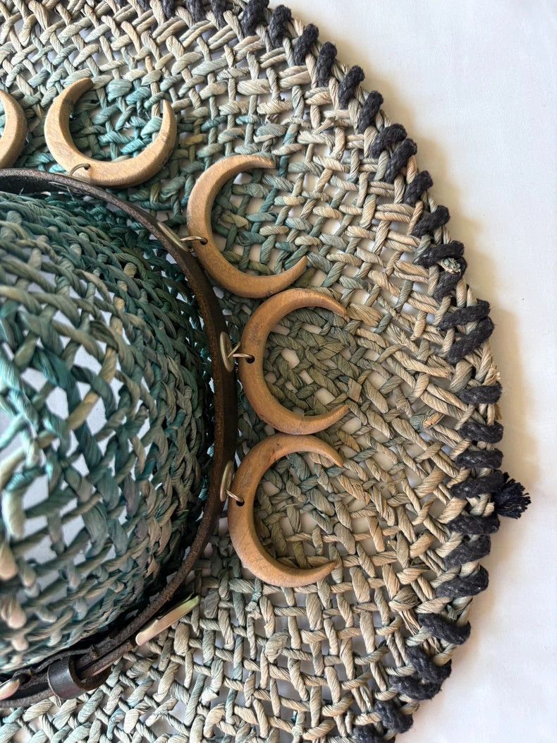 Yohji Yamamoto Unique Decorative Straw Hat with Wooden Accents Size ONE SIZE - 3 Thumbnail