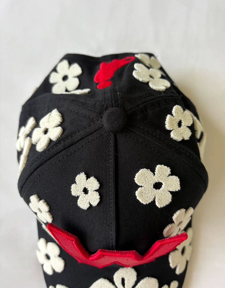 Walter Van Beirendonck Walter Van Beirendonck Floral Embroidered Black Cap Size ONE SIZE - 4 Thumbnail