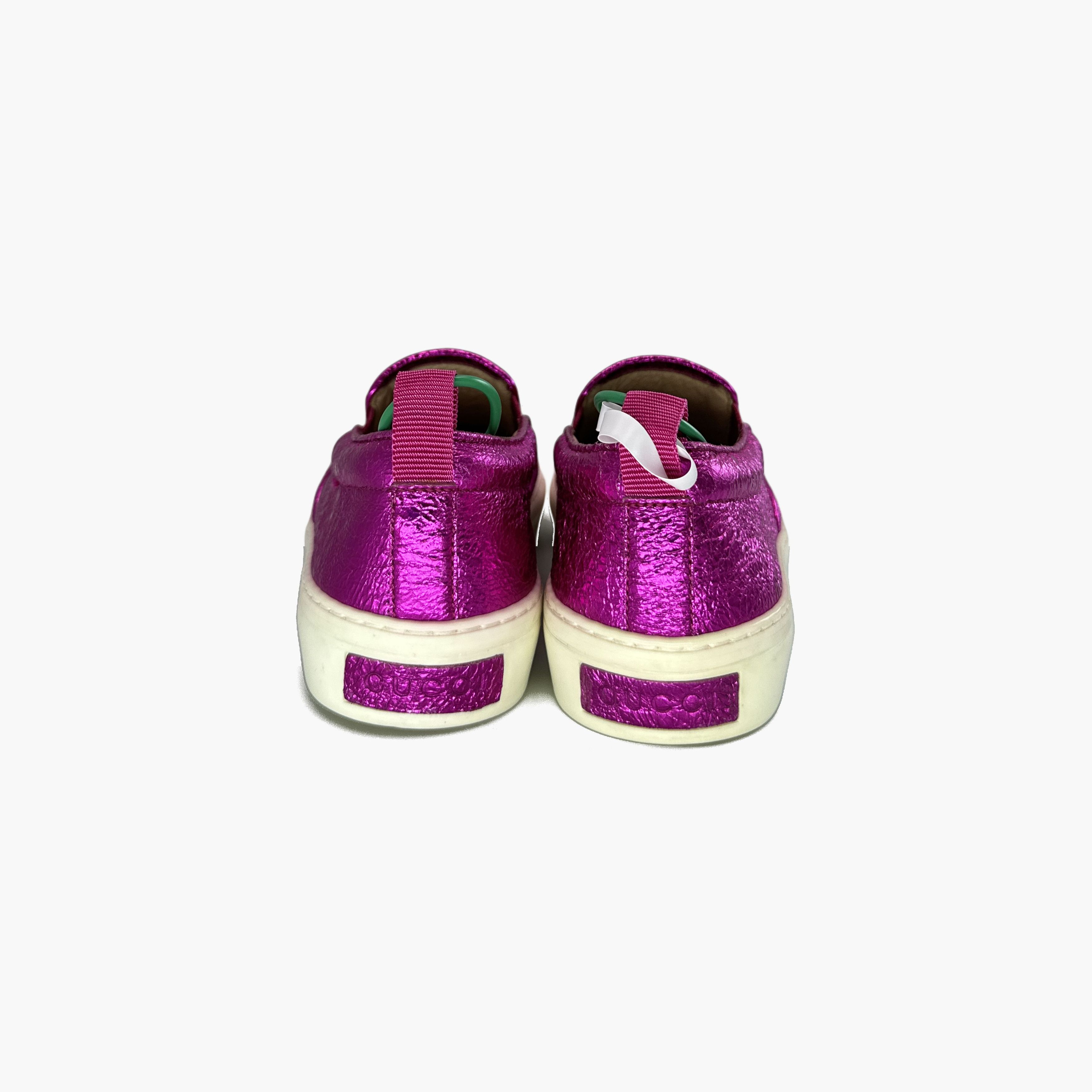 Gucci Gucci Leather Fashion Slip-On Sneakers Plum Color Size US 5.5 / EU 38 - 8 Thumbnail