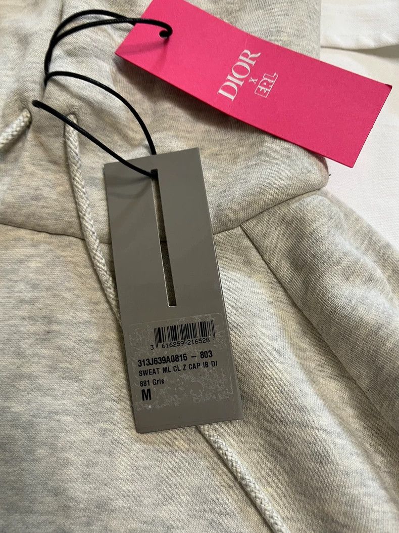 Dior Dior ERL Gray Hoodie with Gold Embroidery Size US M / EU 48-50 / 2 - 4 Thumbnail