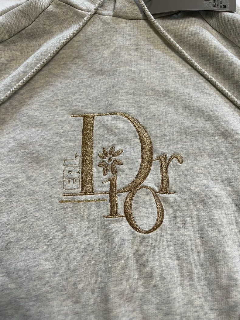 Dior Dior ERL Gray Hoodie with Gold Embroidery Size US M / EU 48-50 / 2 - 3 Thumbnail
