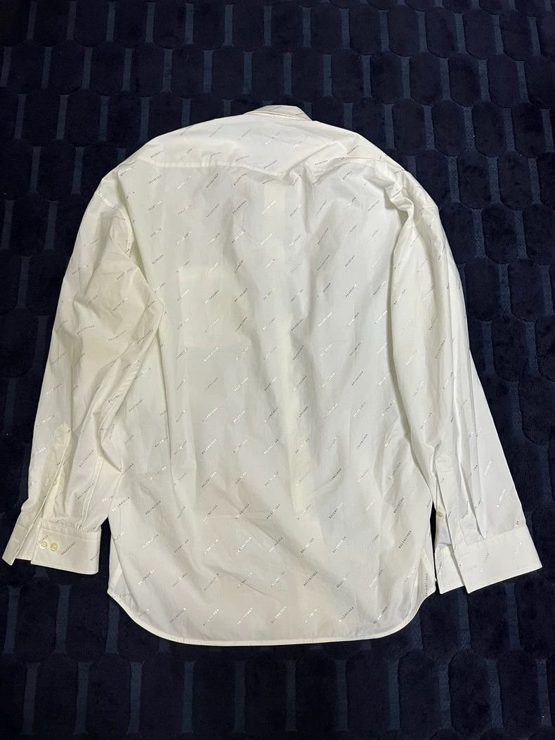 Balenciaga Balenciaga Silver Logo Printed White Shirt Size US XL / EU 56 / 4 - 2 Thumbnail