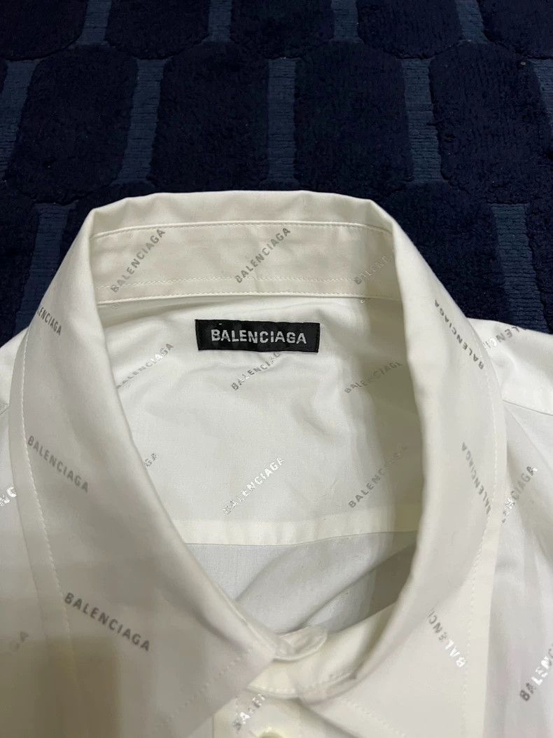 Balenciaga Balenciaga Silver Logo Printed White Shirt Size US XL / EU 56 / 4 - 4 Thumbnail