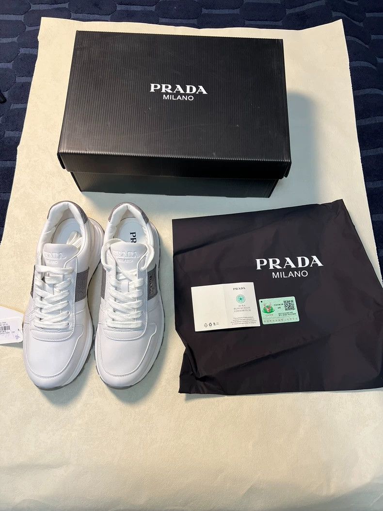 Prada White Leather and Crocodile Sneakers by Prada Size US 8 / EU 41 - 8 Thumbnail