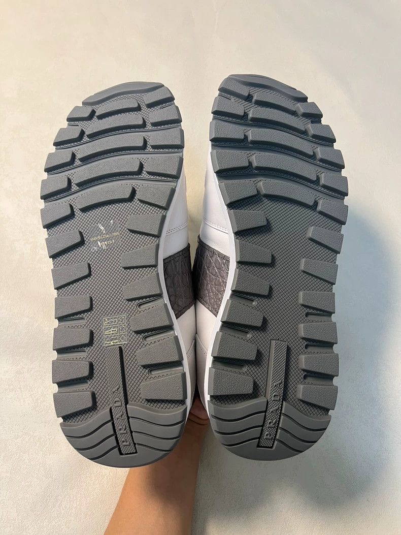 Prada White Leather and Crocodile Sneakers by Prada Size US 8 / EU 41 - 7 Thumbnail