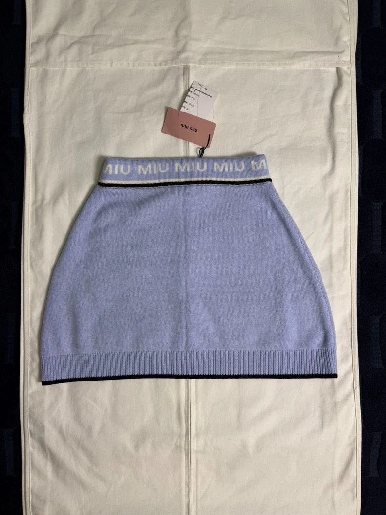 Miu Miu MiuMiu Blue Logo Knit Sheep Wool Skirt Size US 38 / EU 54 - 2 Thumbnail
