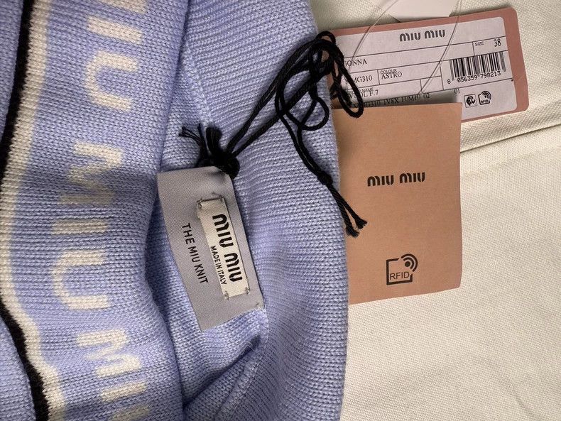 Miu Miu MiuMiu Blue Logo Knit Sheep Wool Skirt Size US 38 / EU 54 - 3 Thumbnail