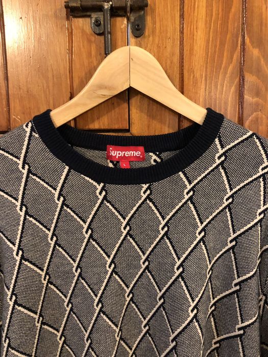 Supreme Supreme Chain Link Fence Knit Sweater Navy | Grailed