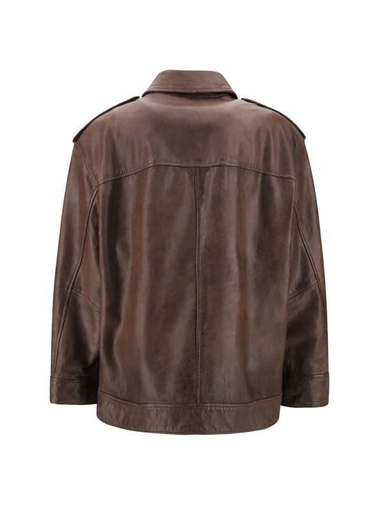 Pinko PINKO Women Leather Jackets 105012A2I1 M22 BROWN Size S / US 4 / IT 40 - 2 Thumbnail
